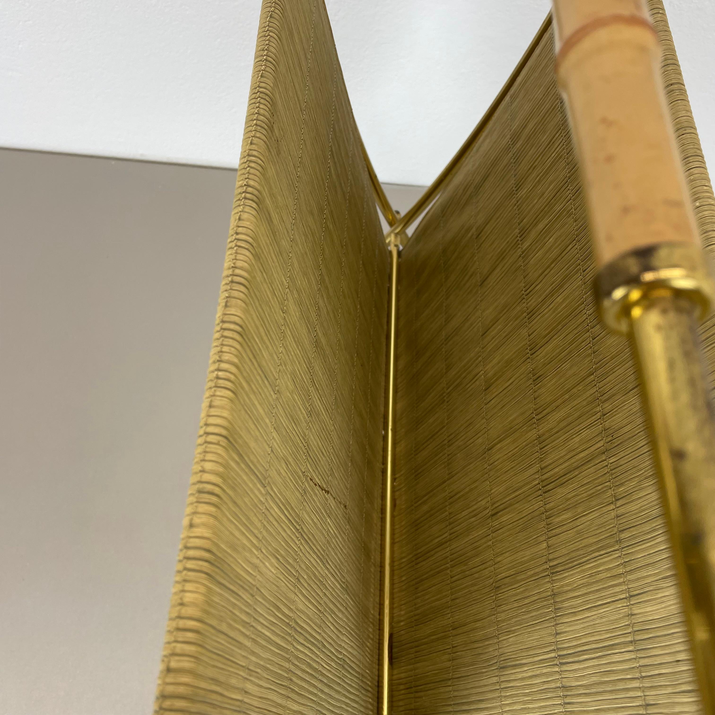 unique bauhaus Aubock Style brass and bamboo Magazine Holder, Austria 1950s For Sale 6