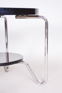Unique Bauhaus Small Tall Side Table, Chrome and Lacquered Wood, Kovona, 1950s