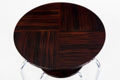 Unique Bauhaus Small Tall Side Table, Chrome and Makasar, Kovona, 1950s