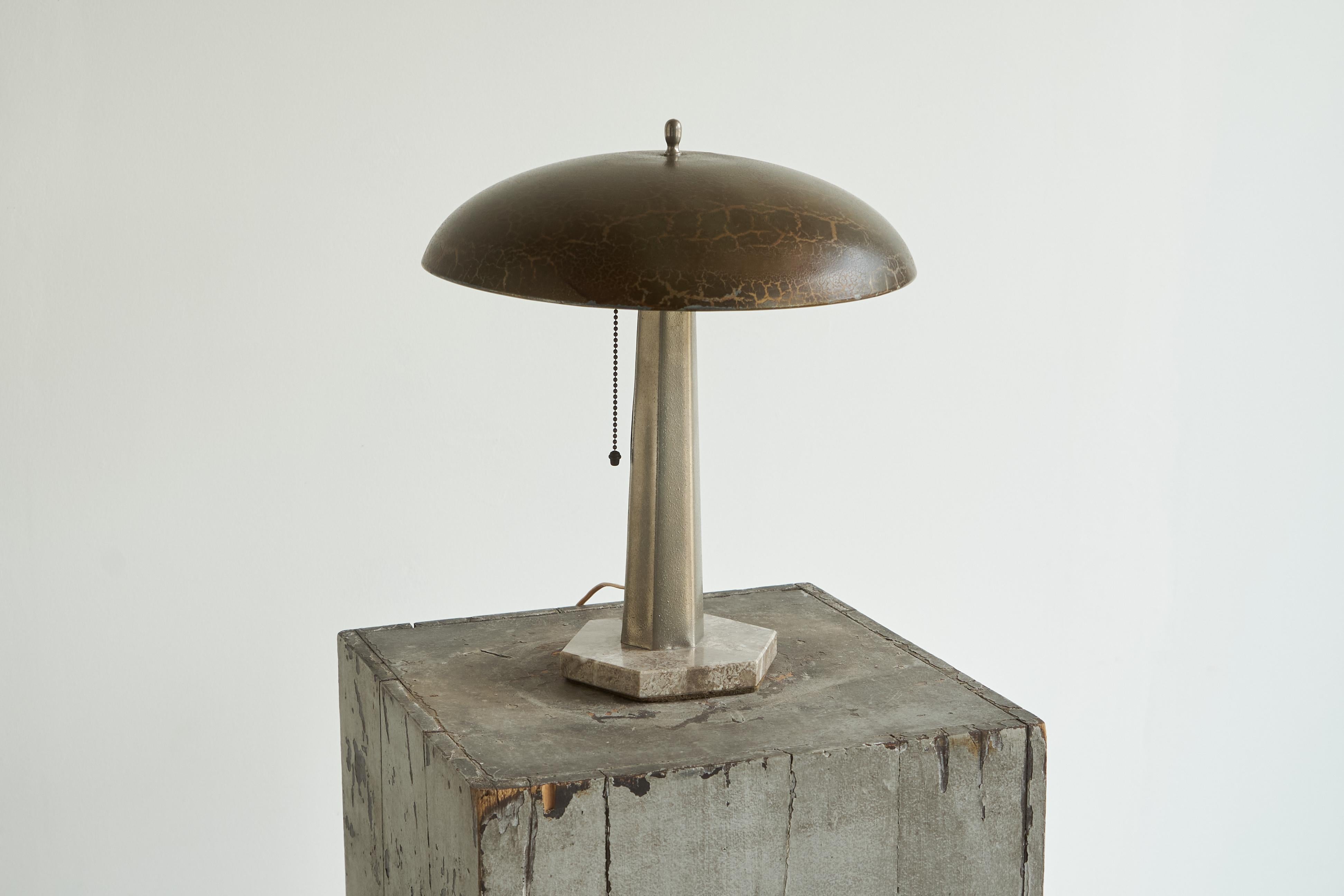 Unique Bauhaus Table Lamp in Metal and Marble 1930s 4