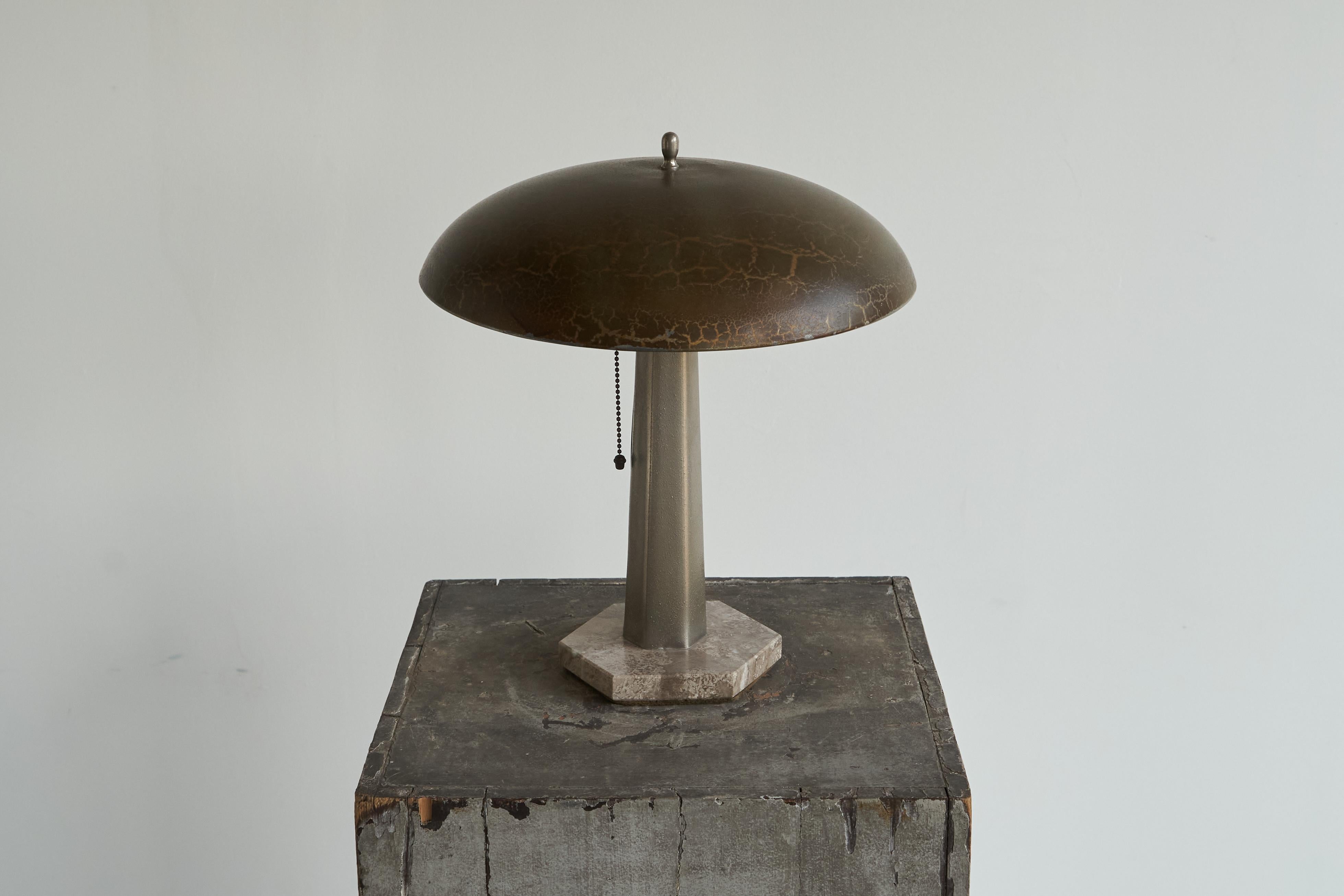 Unique Bauhaus Table Lamp in Metal and Marble 1930s 5