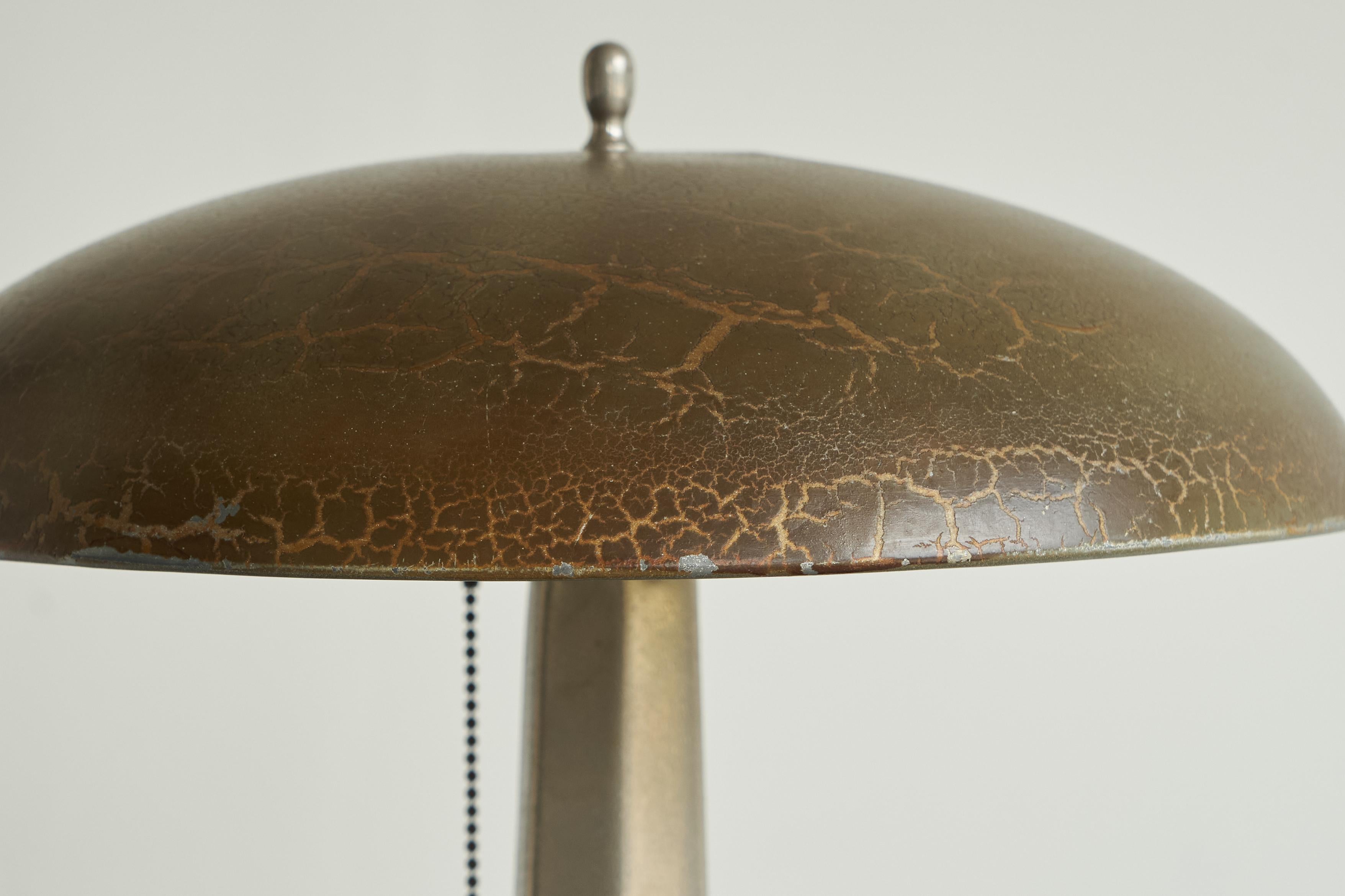 European Unique Bauhaus Table Lamp in Metal and Marble 1930s