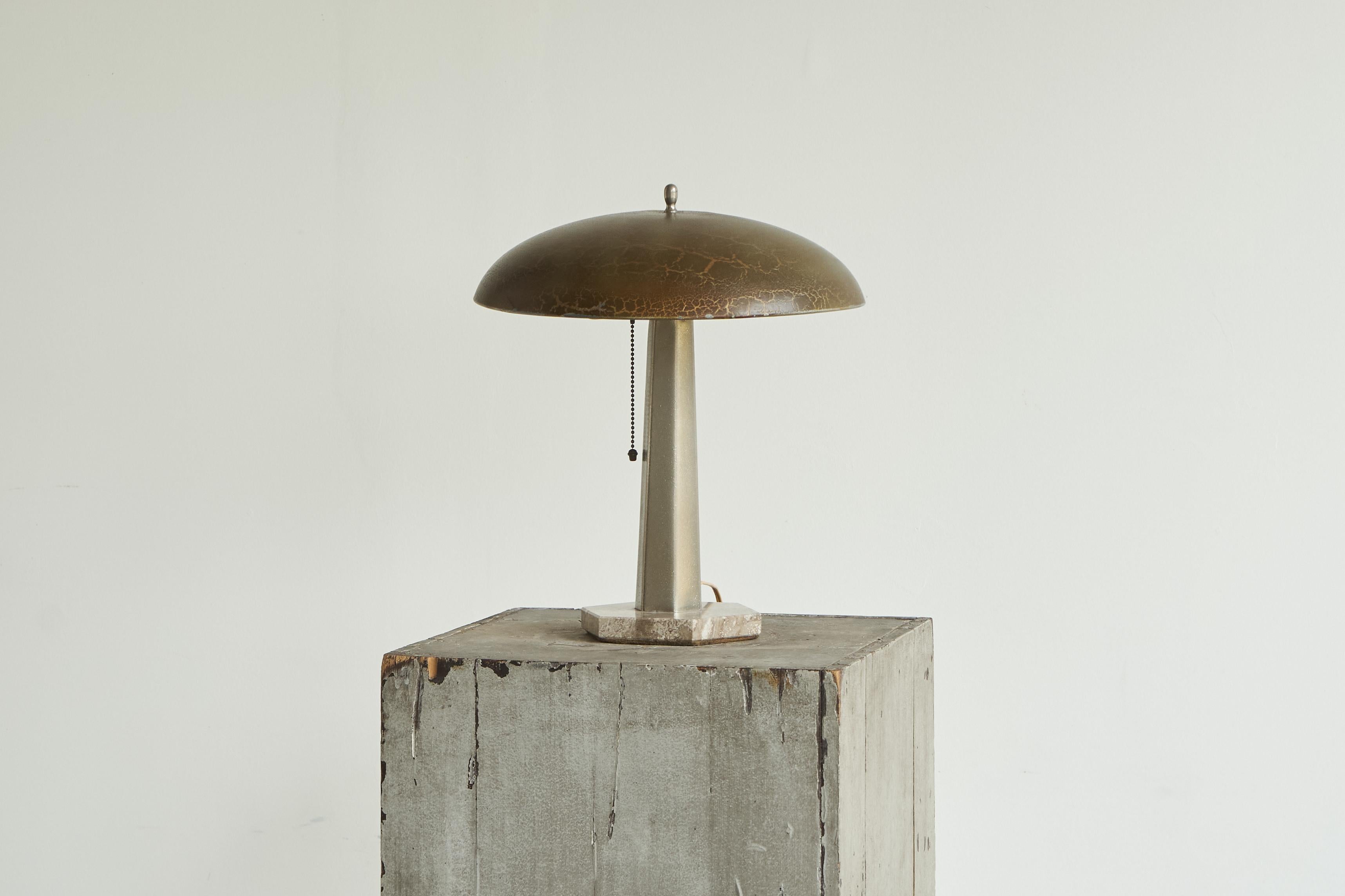 Hand-Crafted Unique Bauhaus Table Lamp in Metal and Marble 1930s