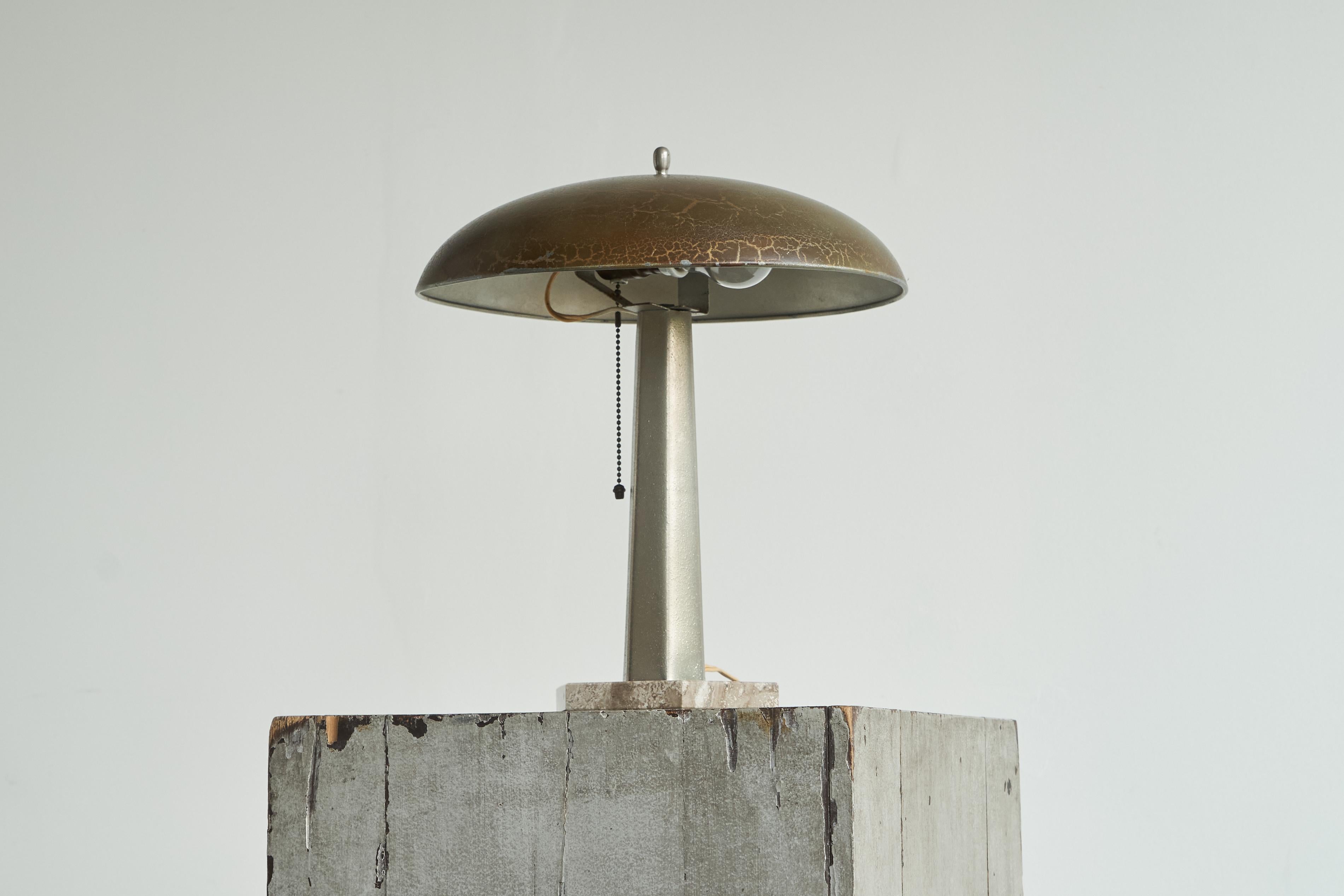 Unique Bauhaus Table Lamp in Metal and Marble 1930s In Good Condition In Meer, VAN