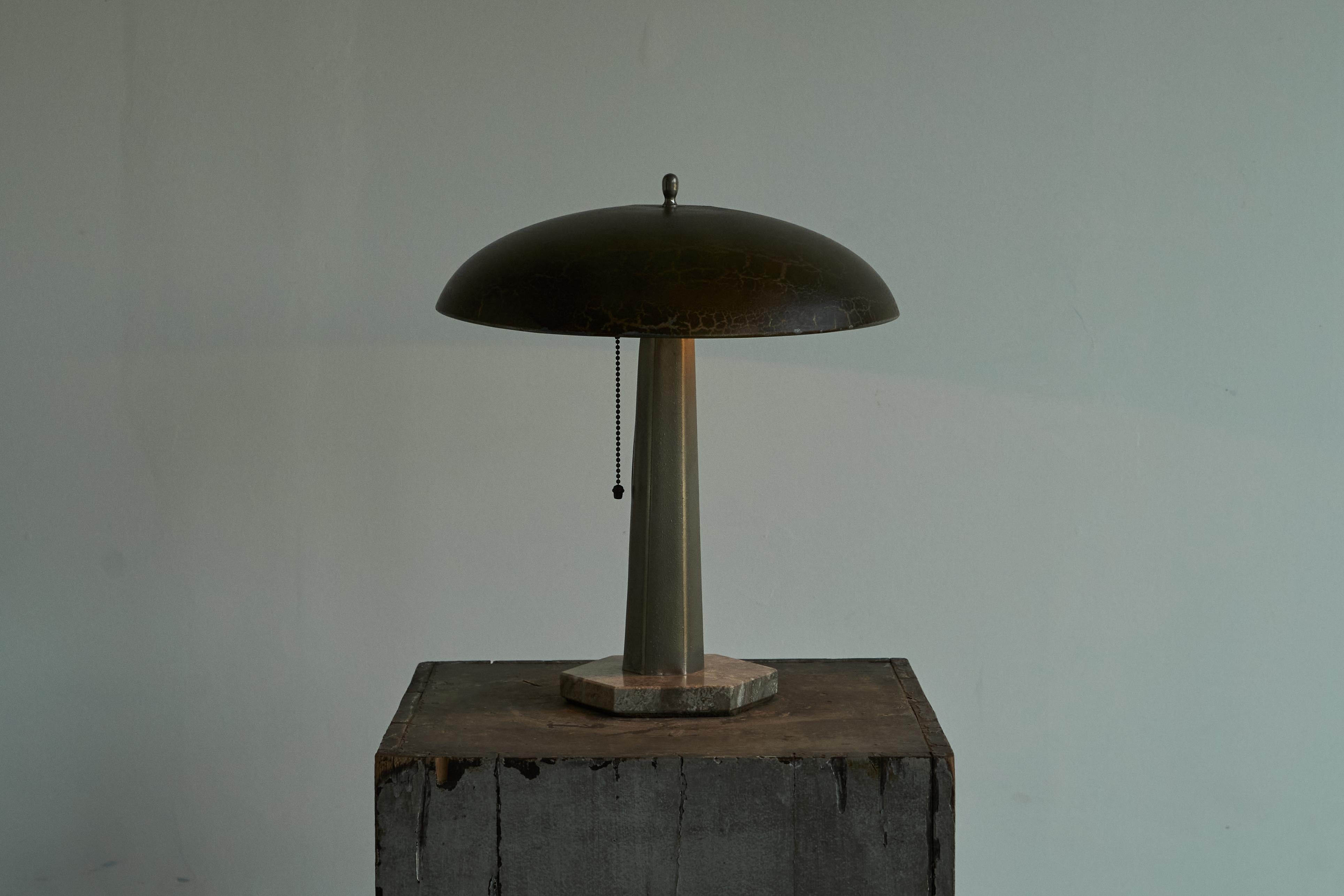 Unique Bauhaus Table Lamp in Metal and Marble 1930s 1