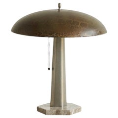Unique Bauhaus Table Lamp in Metal and Marble 1930s