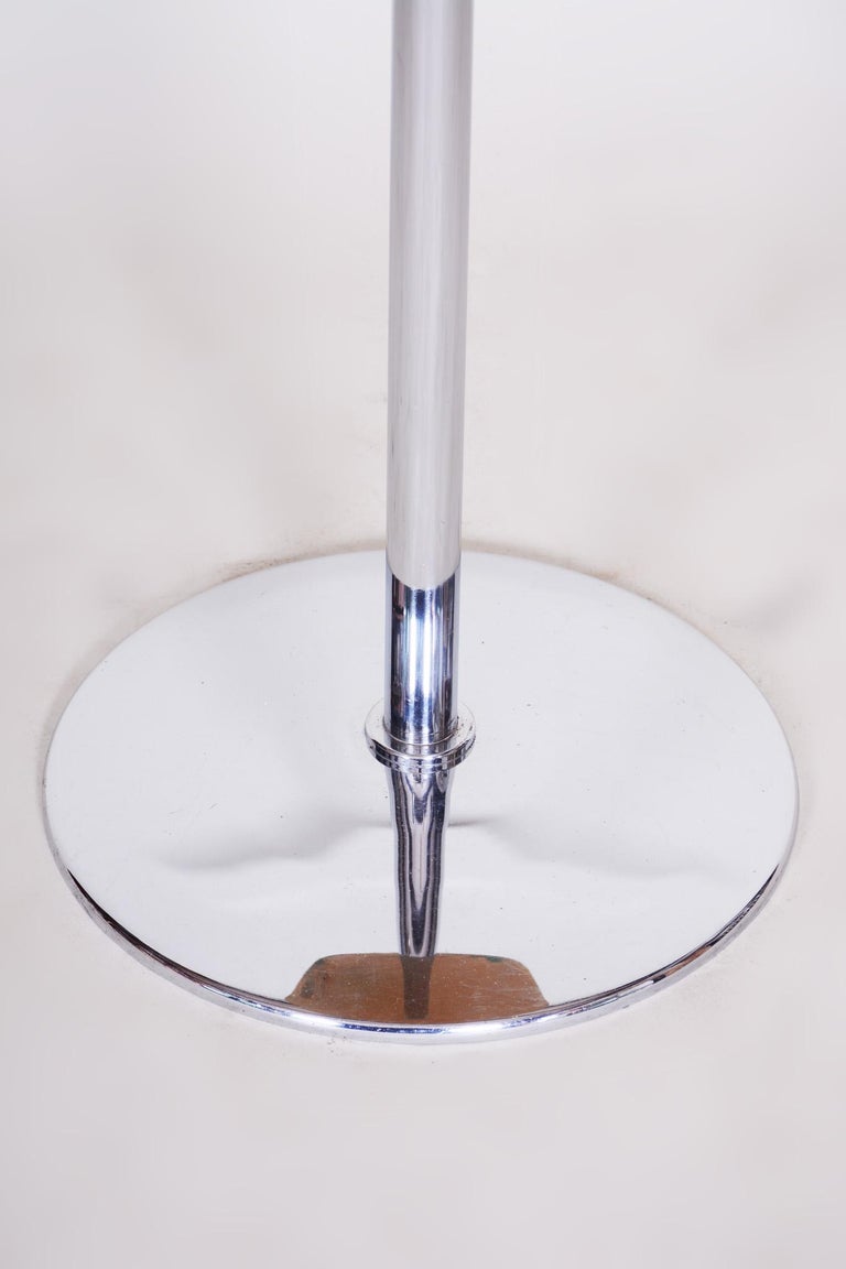 Unique Bauhause Small Tall Side Table, Chrome and Lacquered wood