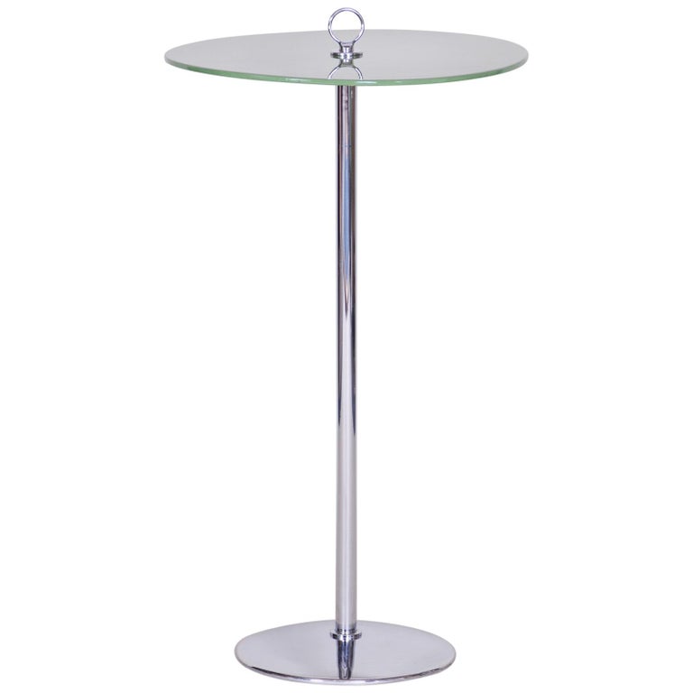 Unique Bauhause Small Tall Side Table, Chrome and Lacquered wood, Kovona,  1940s For Sale at 1stDibs