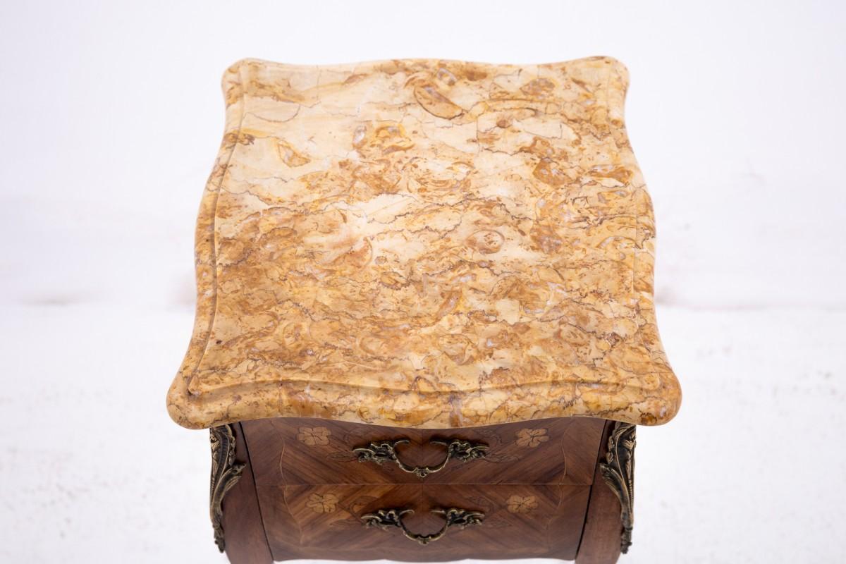 Walnut Unique bedside tables, France, circa 1920. For Sale