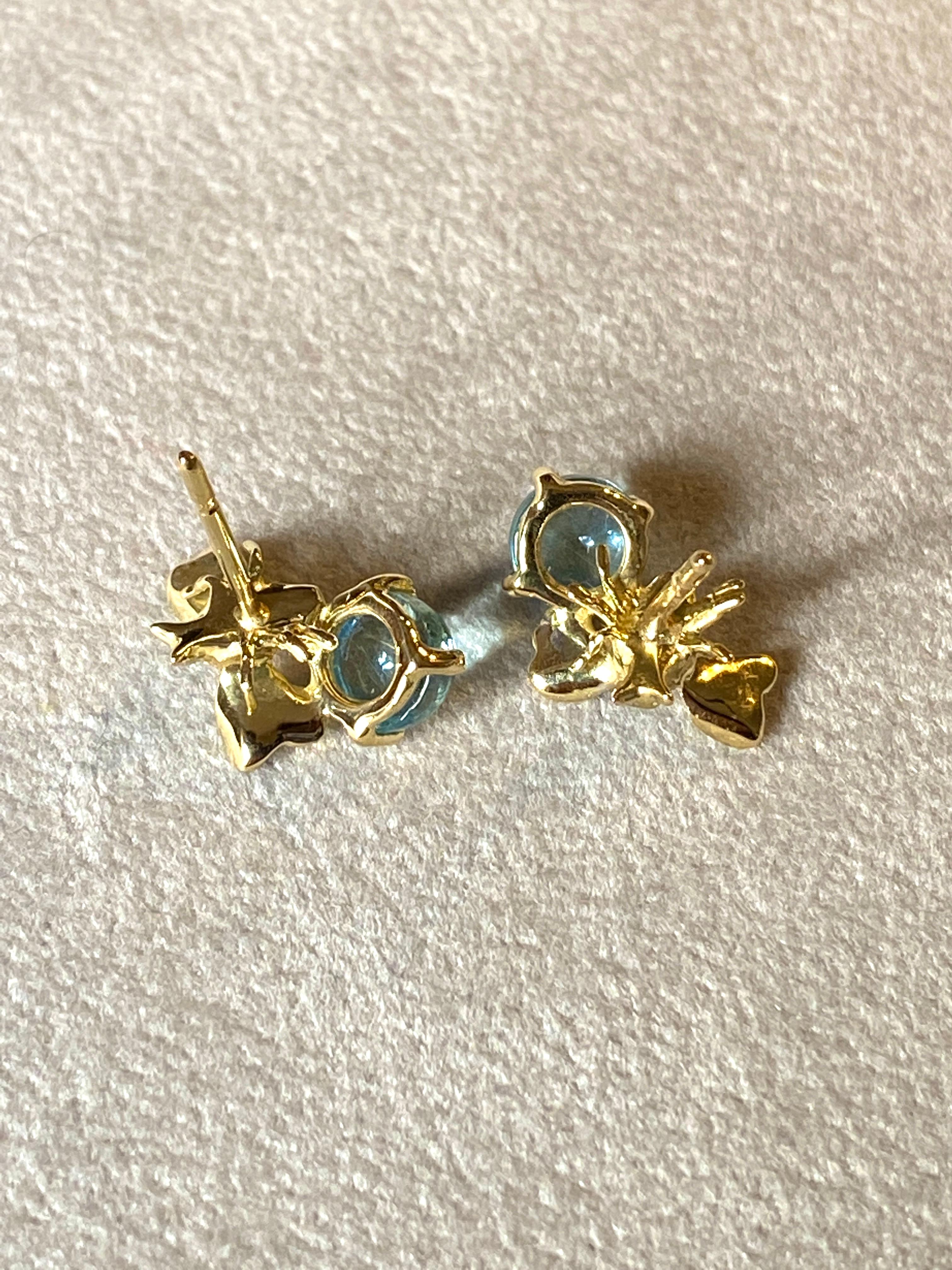 Orecchini unici a forma di ape in oro 18k con diamante acquamarina 2,20c di Rossella Ugolini in vendita 4