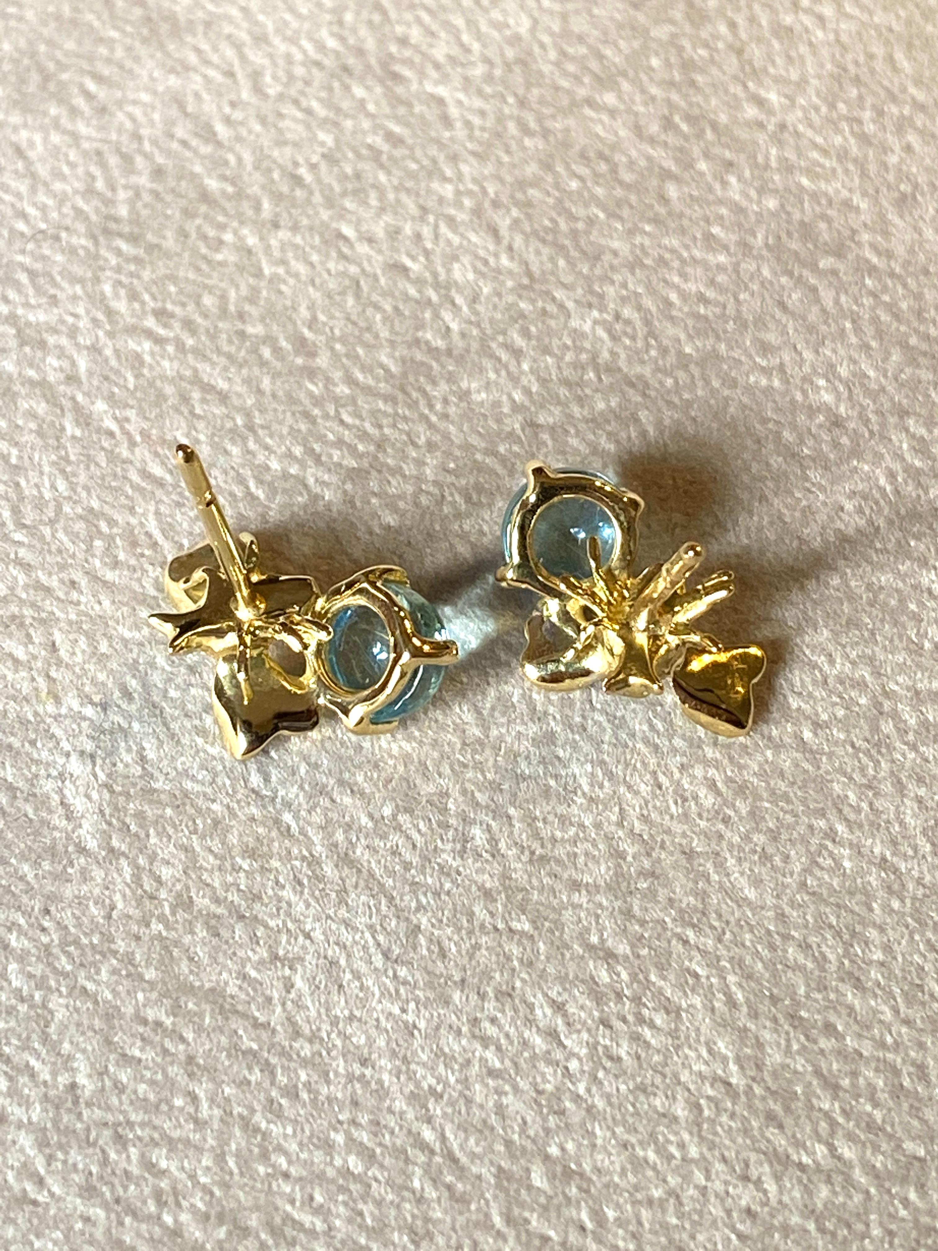 Unique Bee-Shaped Earrings 18k Gold 2.20c Aquamarine Diamond by Rossella Ugolini For Sale 5