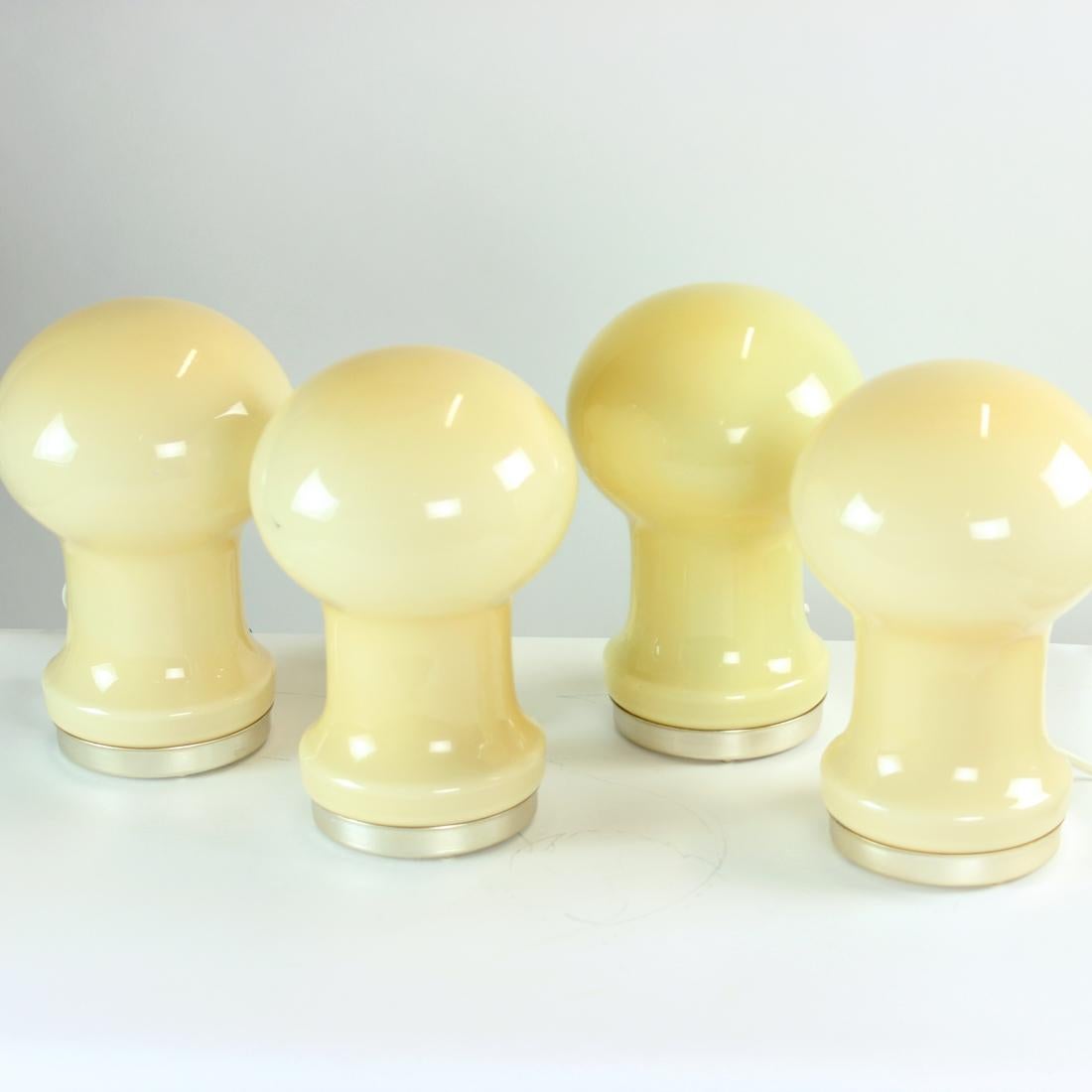 Unique Beige Opaline Glass Table Lamp by Ivan Jakes, Czechoslovakia 1960s For Sale 4