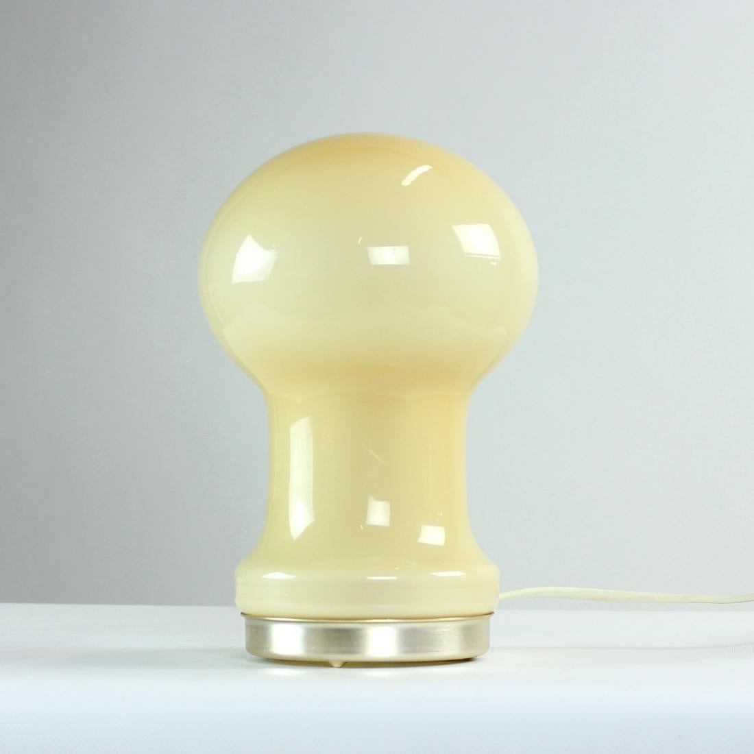 Unique Beige Opaline Glass Table Lamp by Ivan Jakes, Czechoslovakia 1960s In Excellent Condition For Sale In Zohor, SK