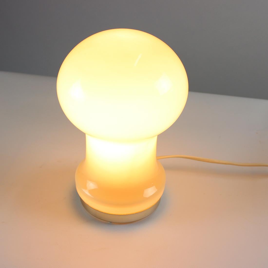 Unique Beige Opaline Glass Table Lamp by Ivan Jakes, Czechoslovakia 1960s For Sale 2