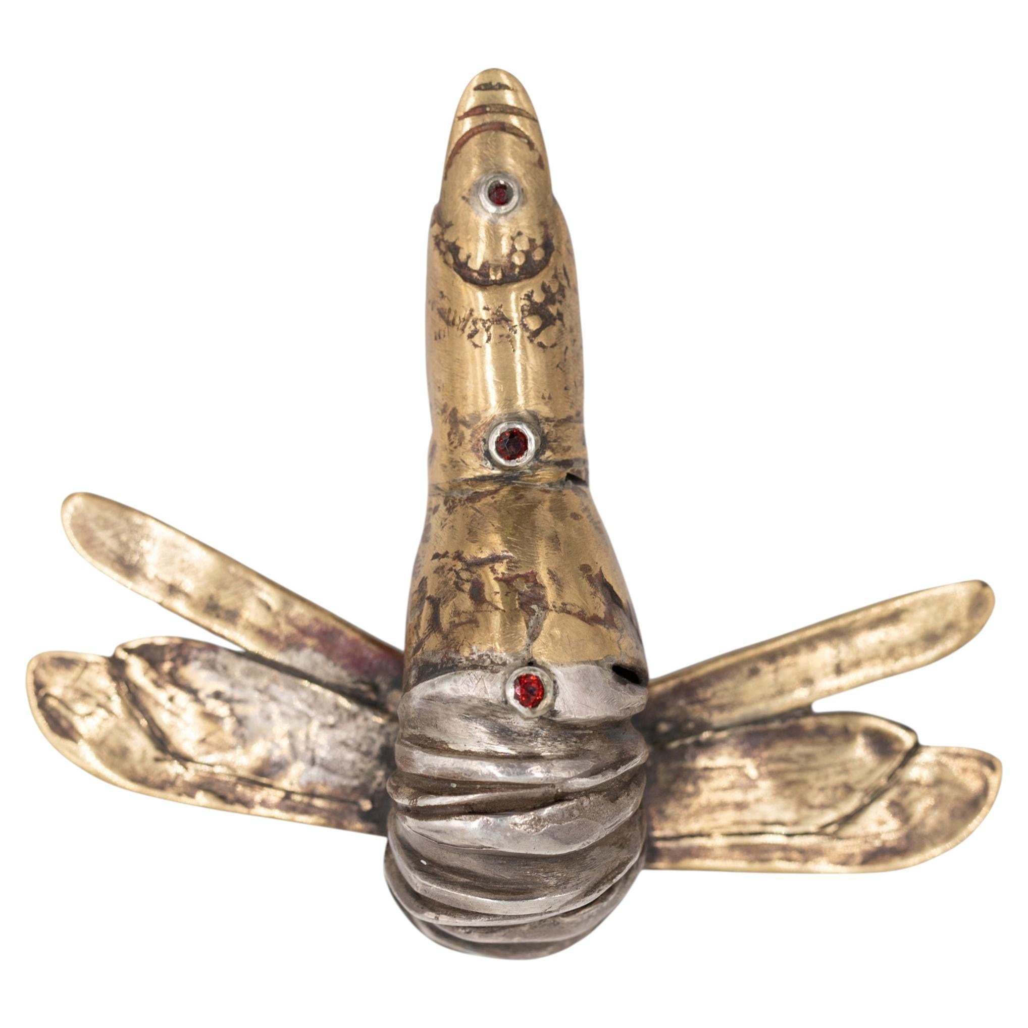 Unique Being Ring in Mixed Metals and Garnets by RAW FLOW Marianna Klimaszka For Sale