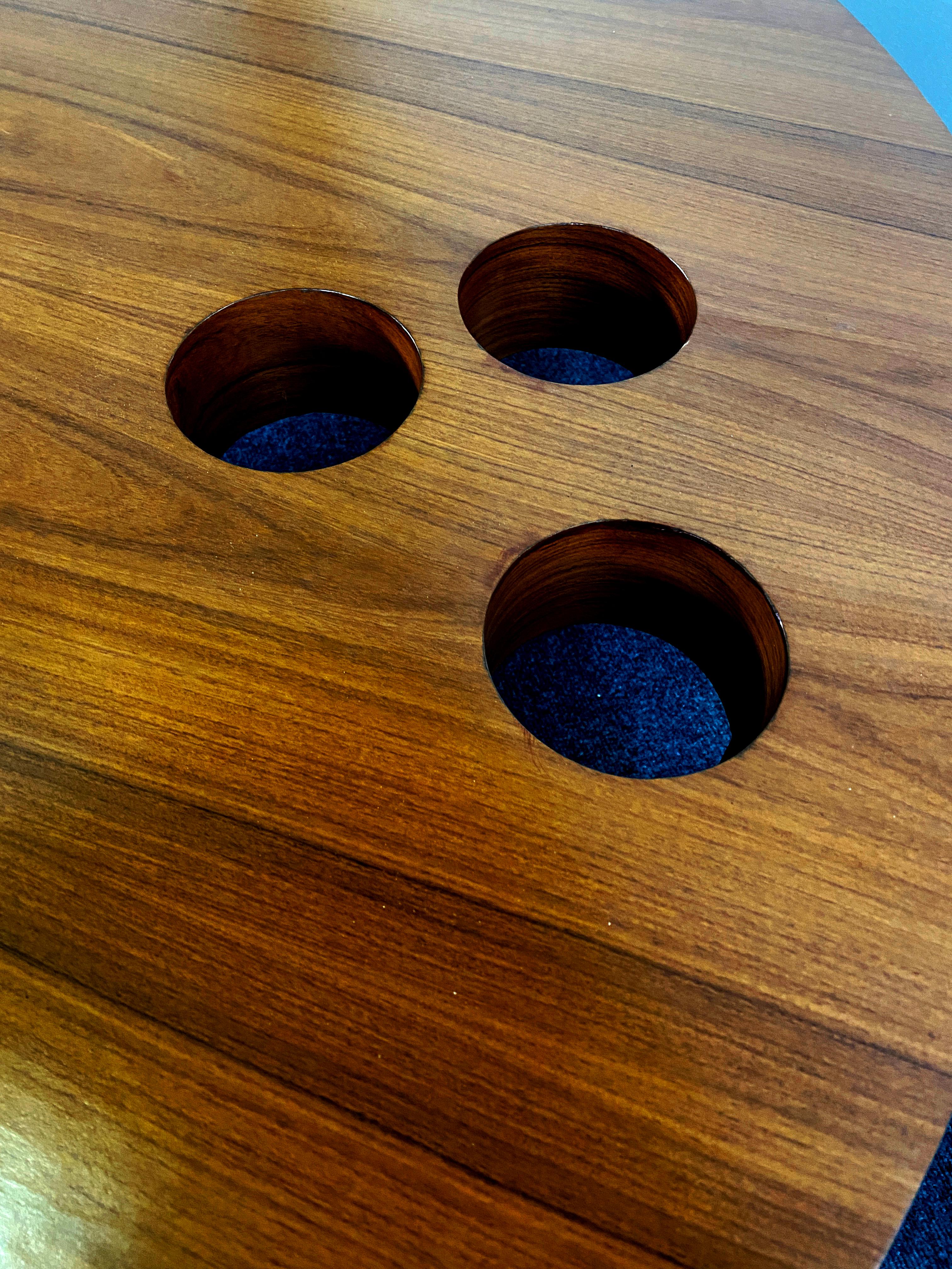 Contemporary Unique Bespoke American Walnut Round Coffee Table with Round Cutouts For Sale