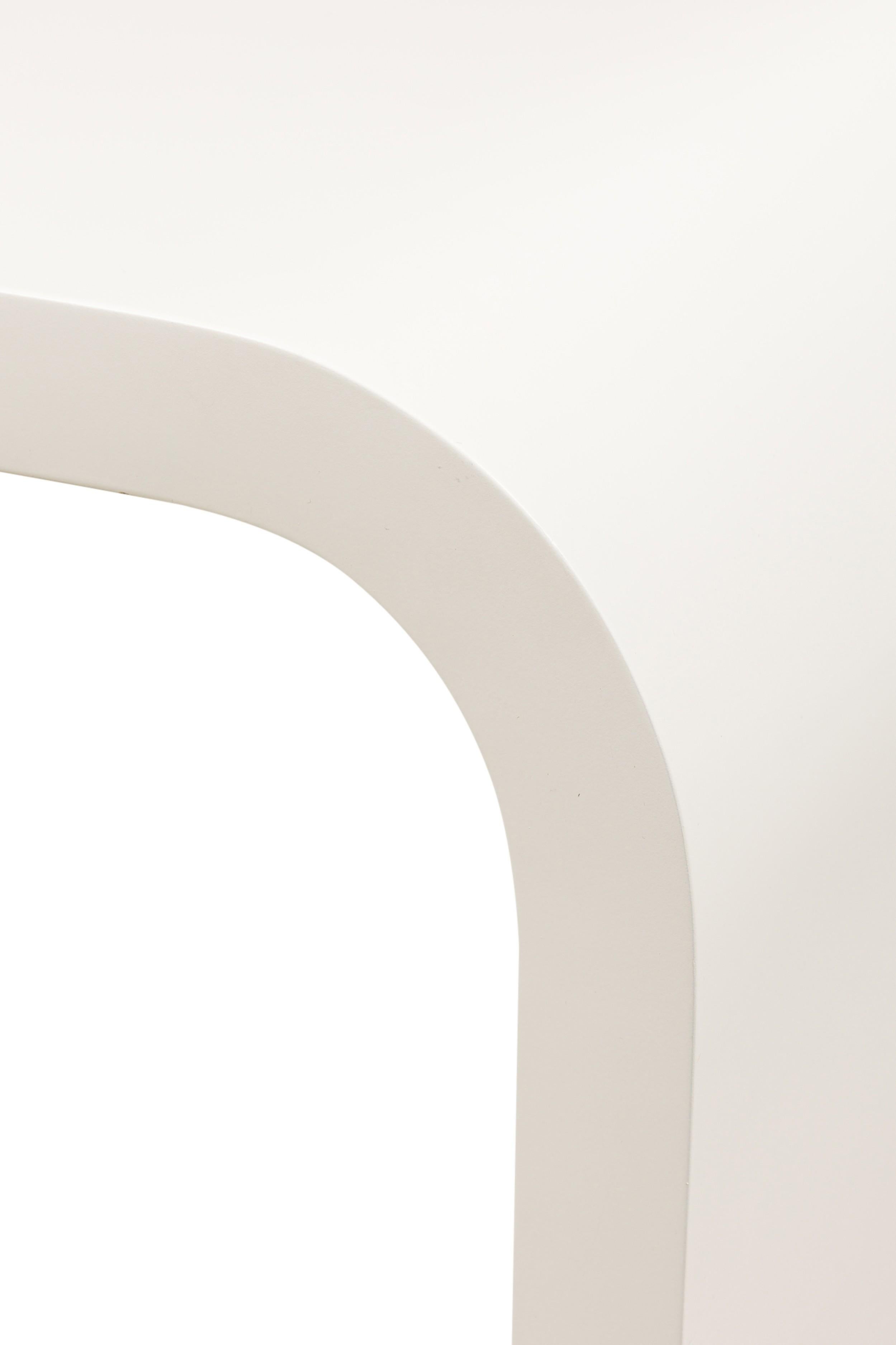 Unique Bespoke White Lacquer Waterfall Edge Console with Sphere, Antonio Fortuna For Sale 1