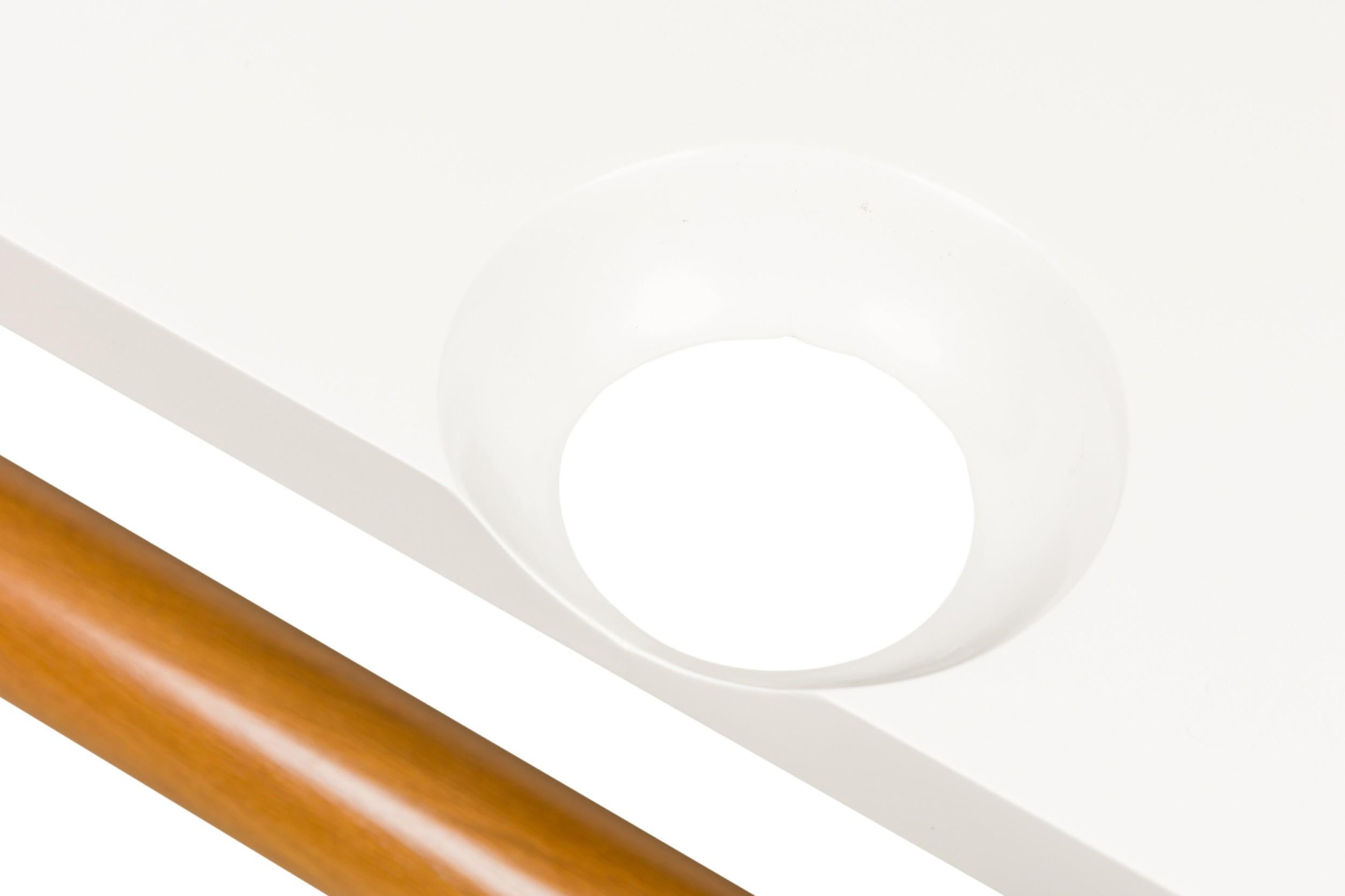 Unique Bespoke White Lacquer Waterfall Edge Console with Sphere, Antonio Fortuna For Sale 2