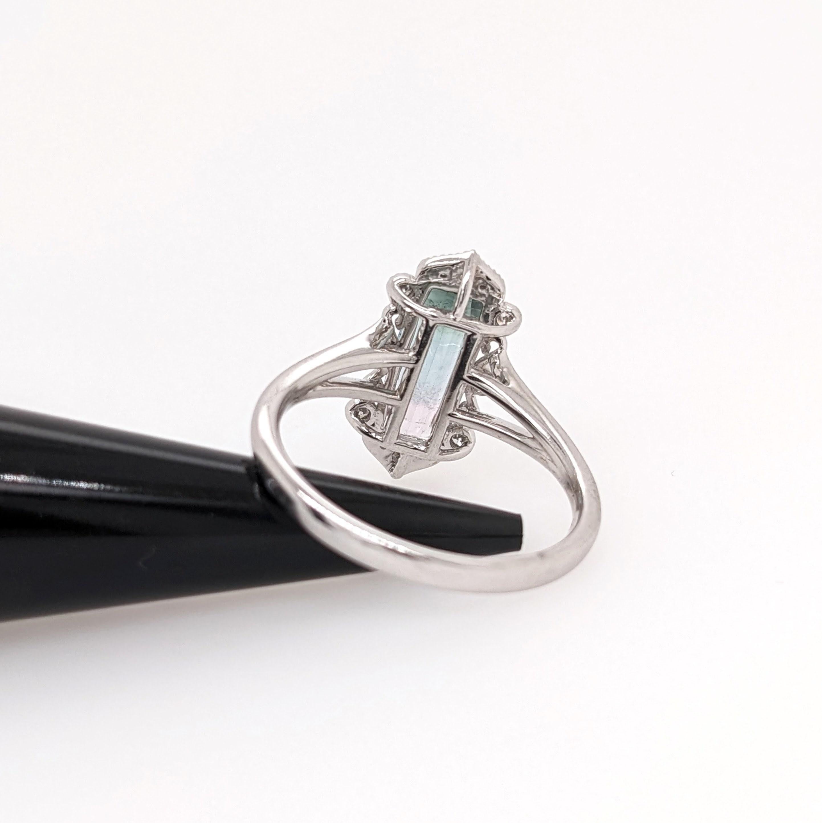 Bi-color Turmalin-Ring mit Steinmetz-Diamanten aus massivem 14K Gold EM 11,5x4,5 mm im Angebot 1