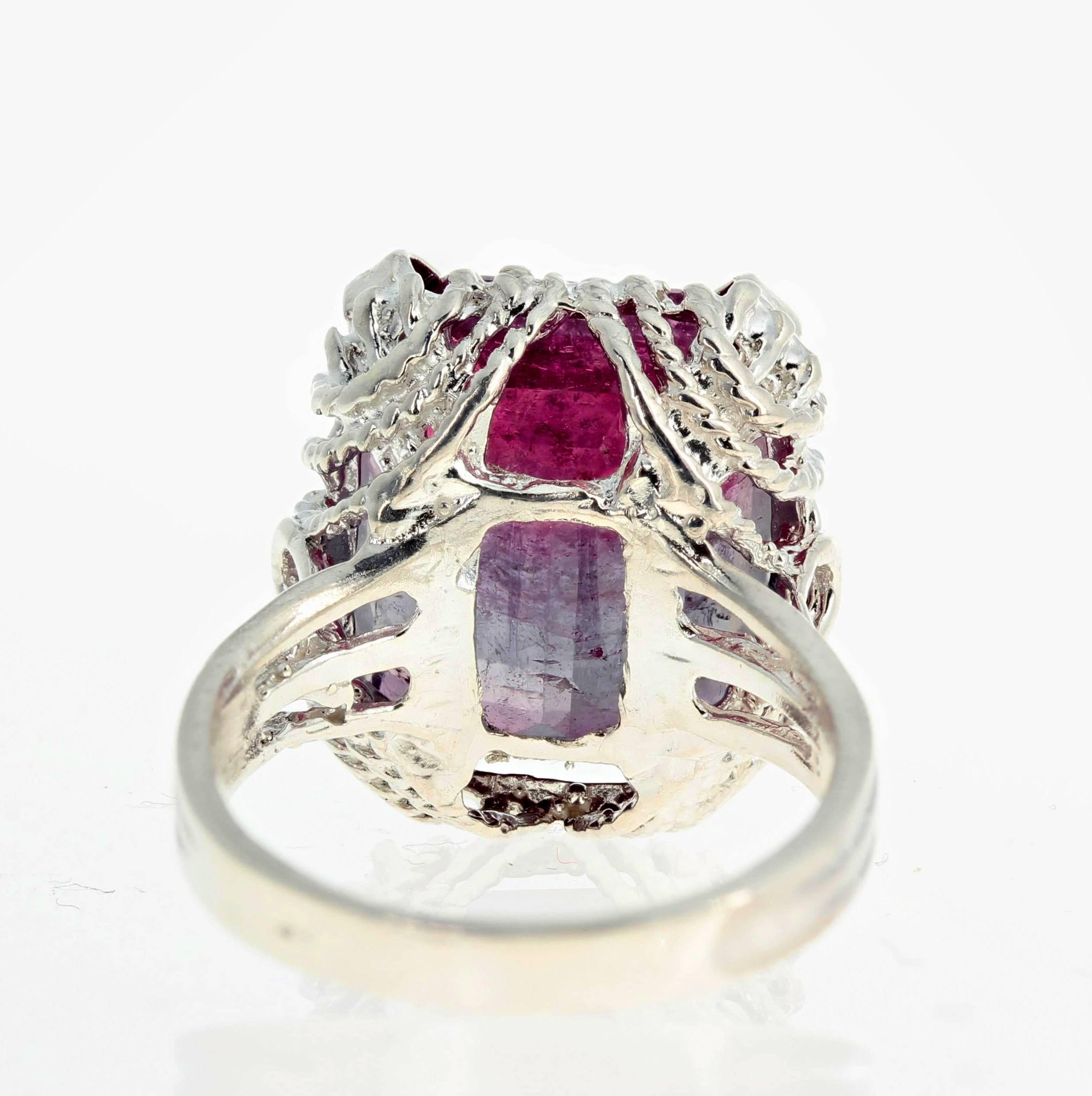 Unique Bi-Color Tourmaline Sterling Silver Ring In New Condition In Raleigh, NC