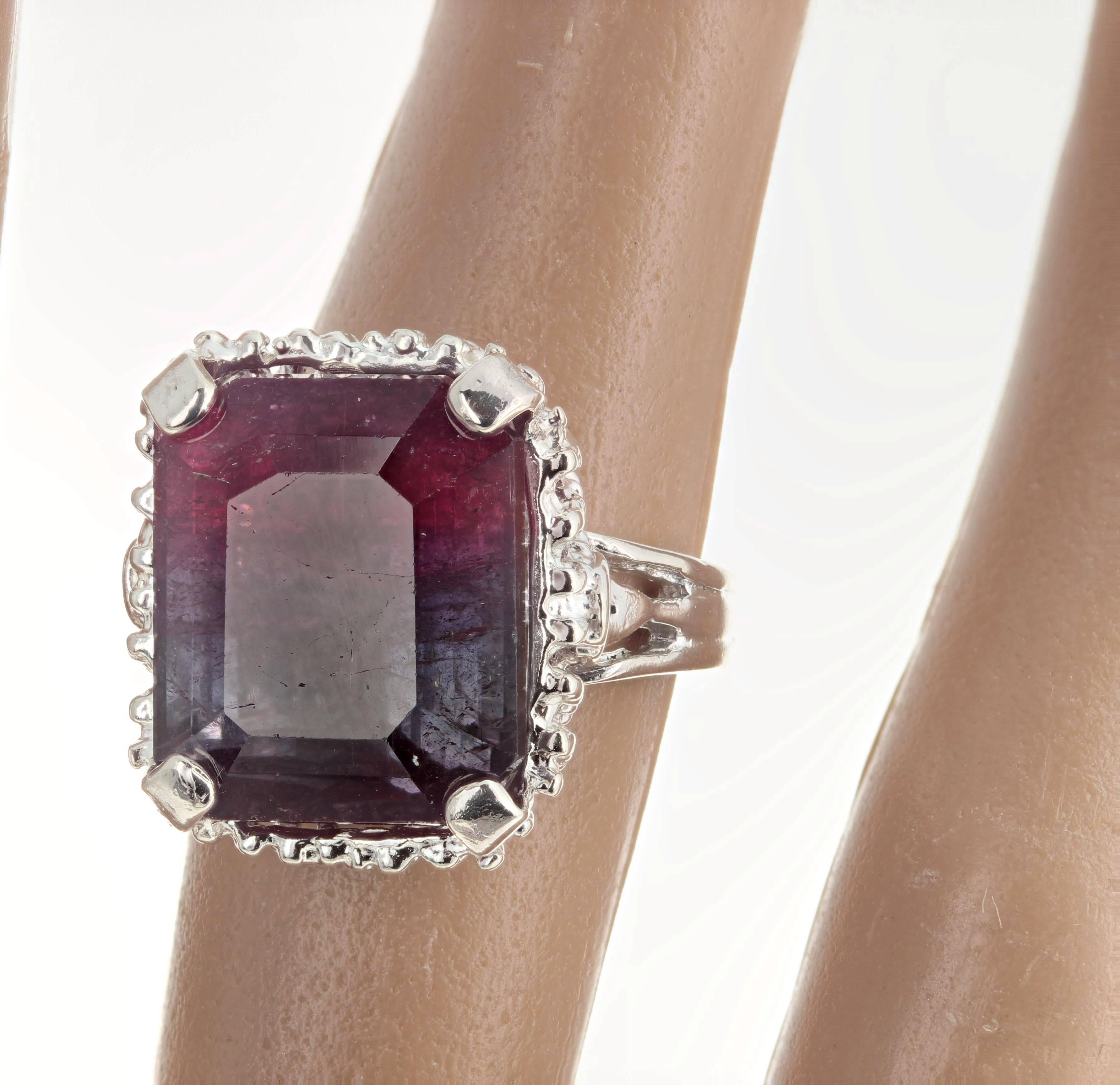 Unique Bi-Color Tourmaline Sterling Silver Ring 1