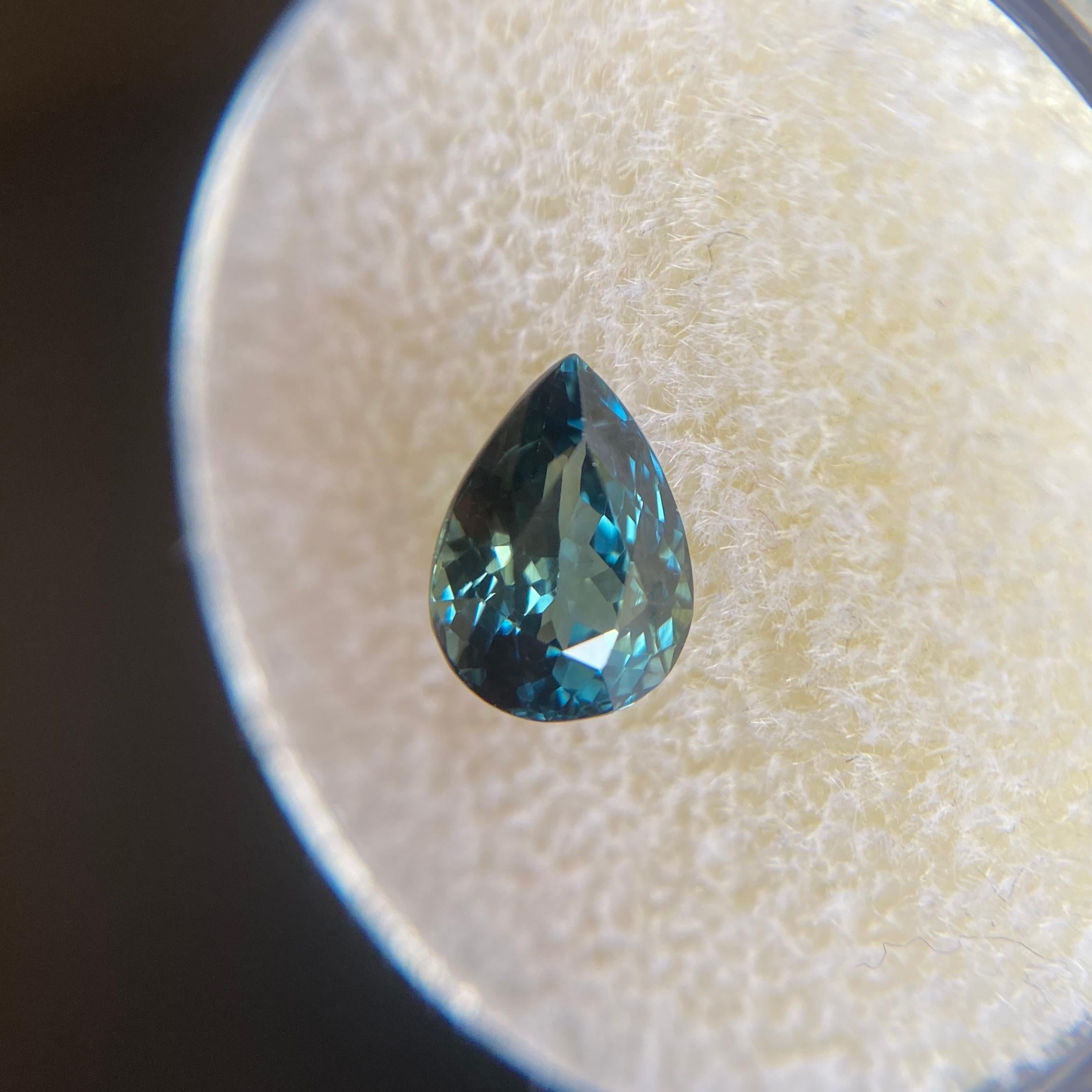 Unique Bi Colour 1.55ct Green Blue Sapphire Pear Cut Loose Rare Gem 7