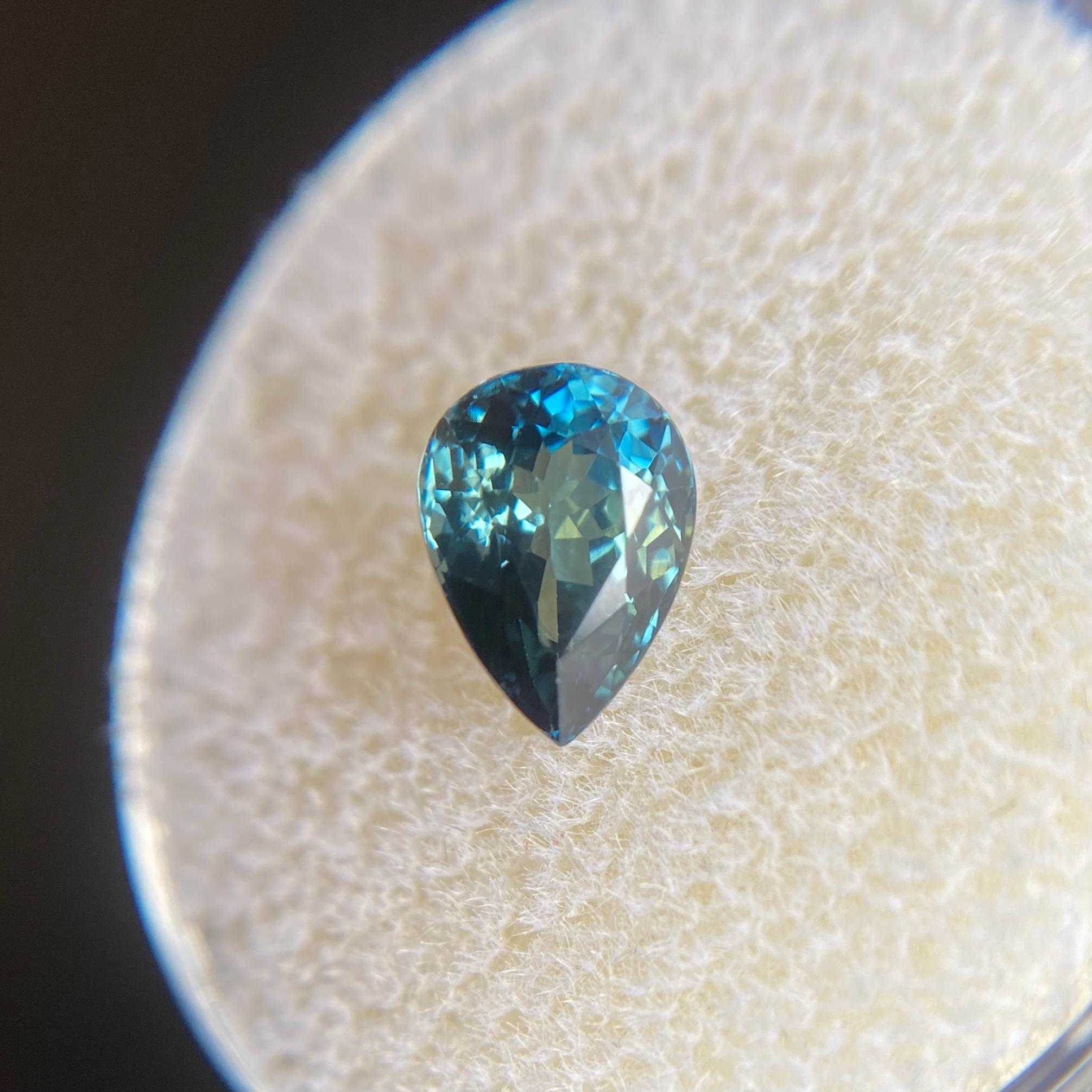 Unique Bi Colour 1.55ct Green Blue Sapphire Pear Cut Loose Rare Gem 4