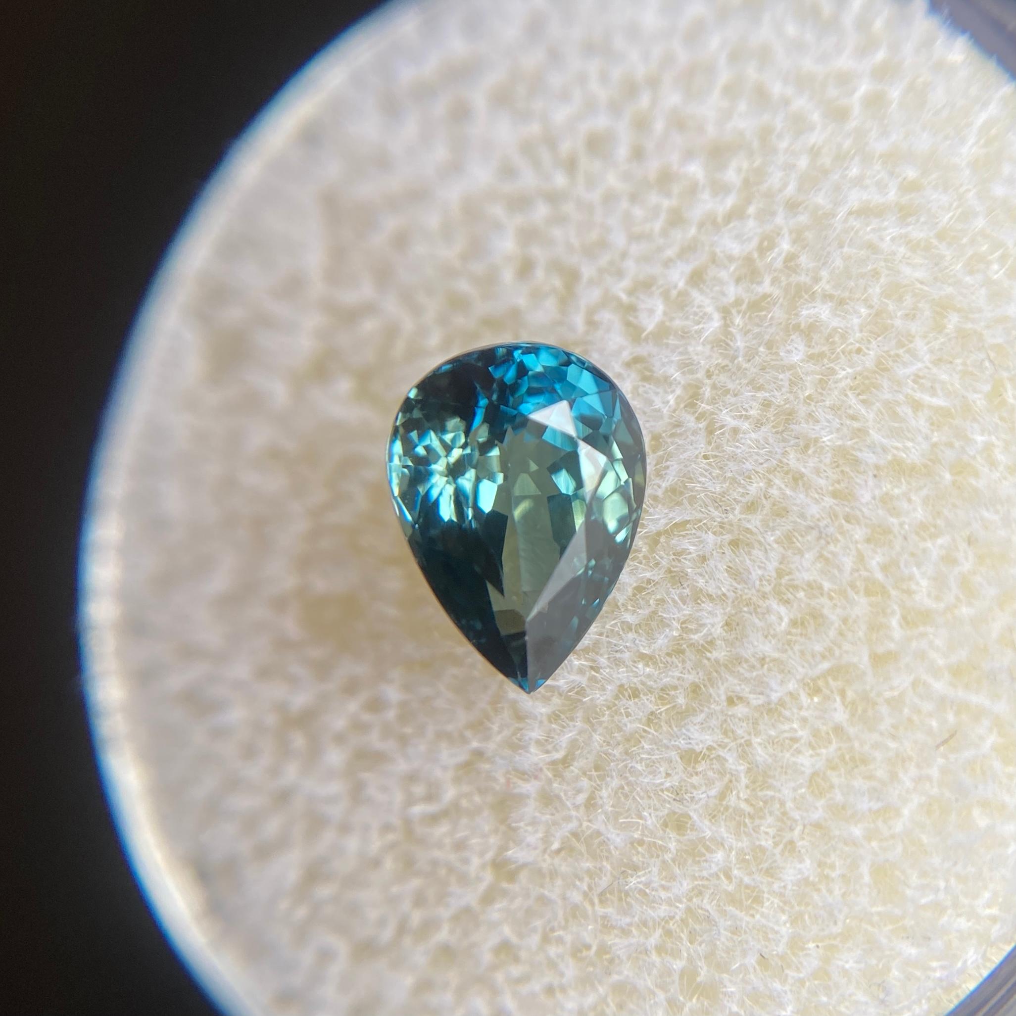 Unique Bi Colour 1.55ct Green Blue Sapphire Pear Cut Loose Rare Gem 6