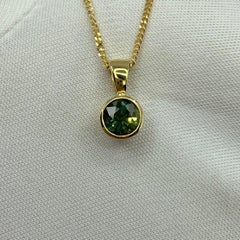 Unique Bi Colour Green Yellow Untreated Sapphire 18k Yellow Gold Pendant Rubover