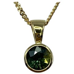Colgante Único Bicolor Zafiro Verde Amarillo Sin Tratar Oro Amarillo 18k Rubover