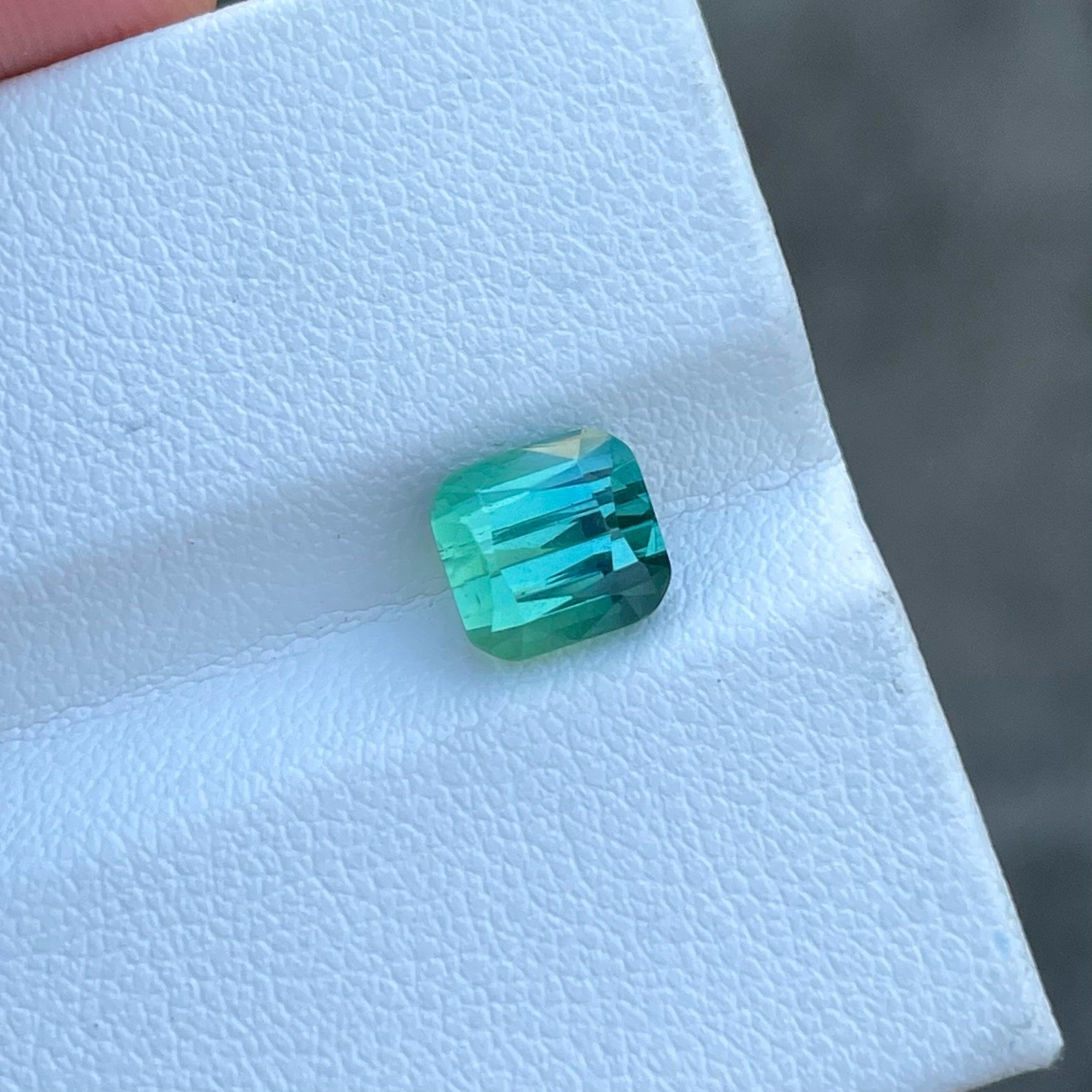 Modern Unique Bicolor Natural Tourmaline Gemstone 2.55 Carats Cushion Cut For Sale