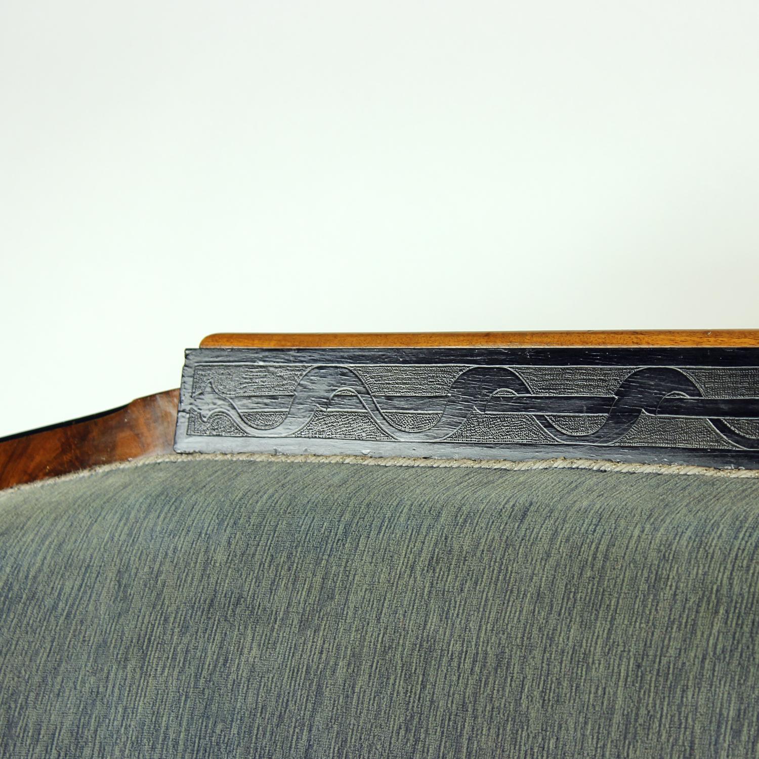 Linen Unique Biedermeier Sofa In Original Fabric And Walnut Veneer, Vienna 1825 For Sale