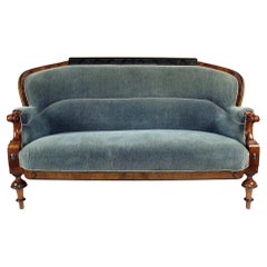 Unique Biedermeier Sofa In Original Fabric And Walnut Veneer, Vienna 1825