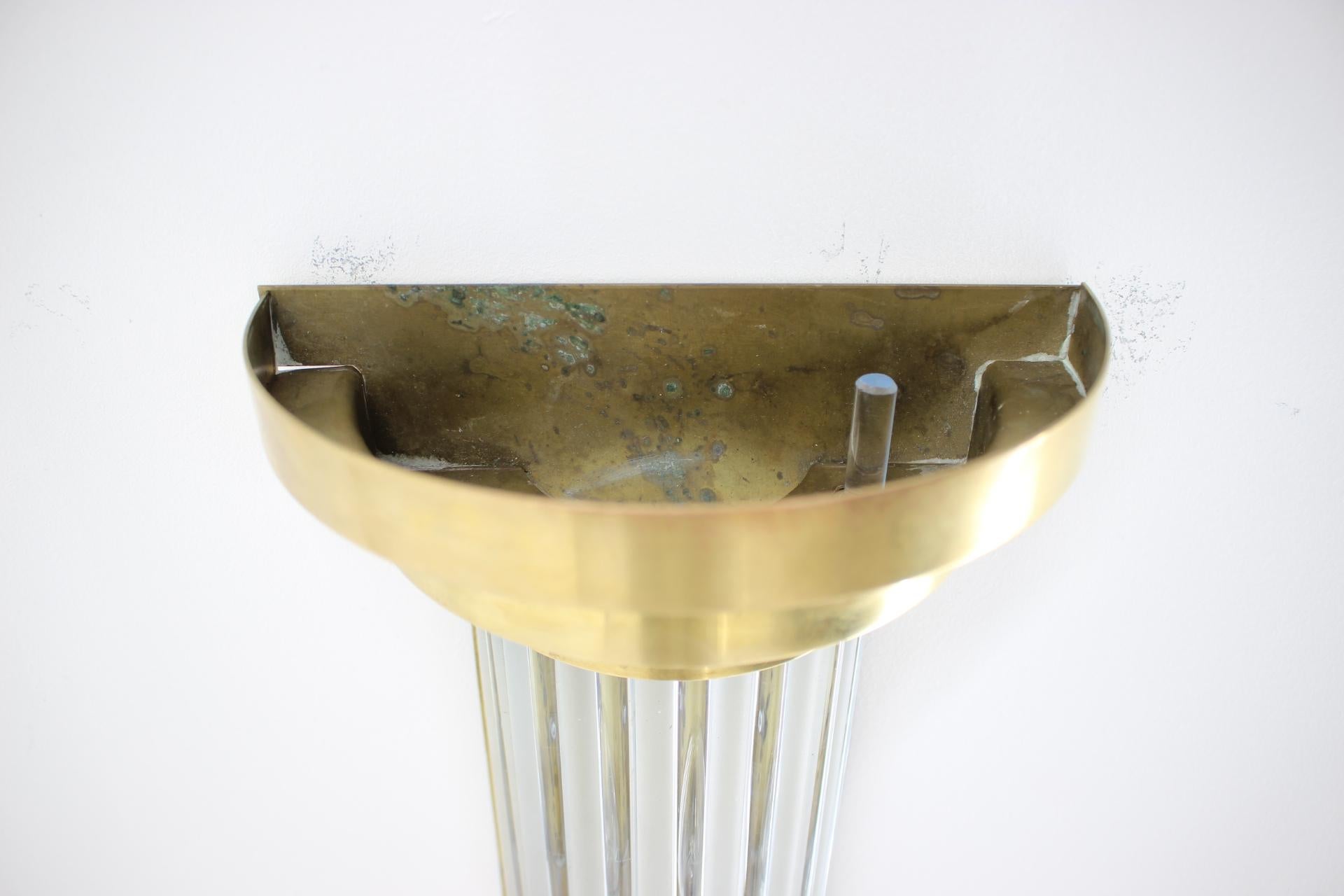 Unique Big Art Deco Brass and Glass Wall Lamp, 1930s For Sale 1