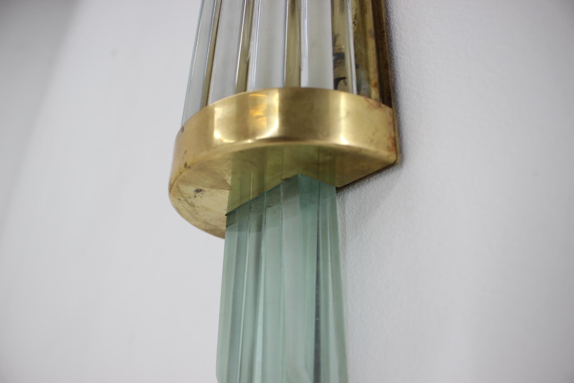 Unique Big Art Deco Brass and Glass Wall Lamp, 1930s For Sale 4
