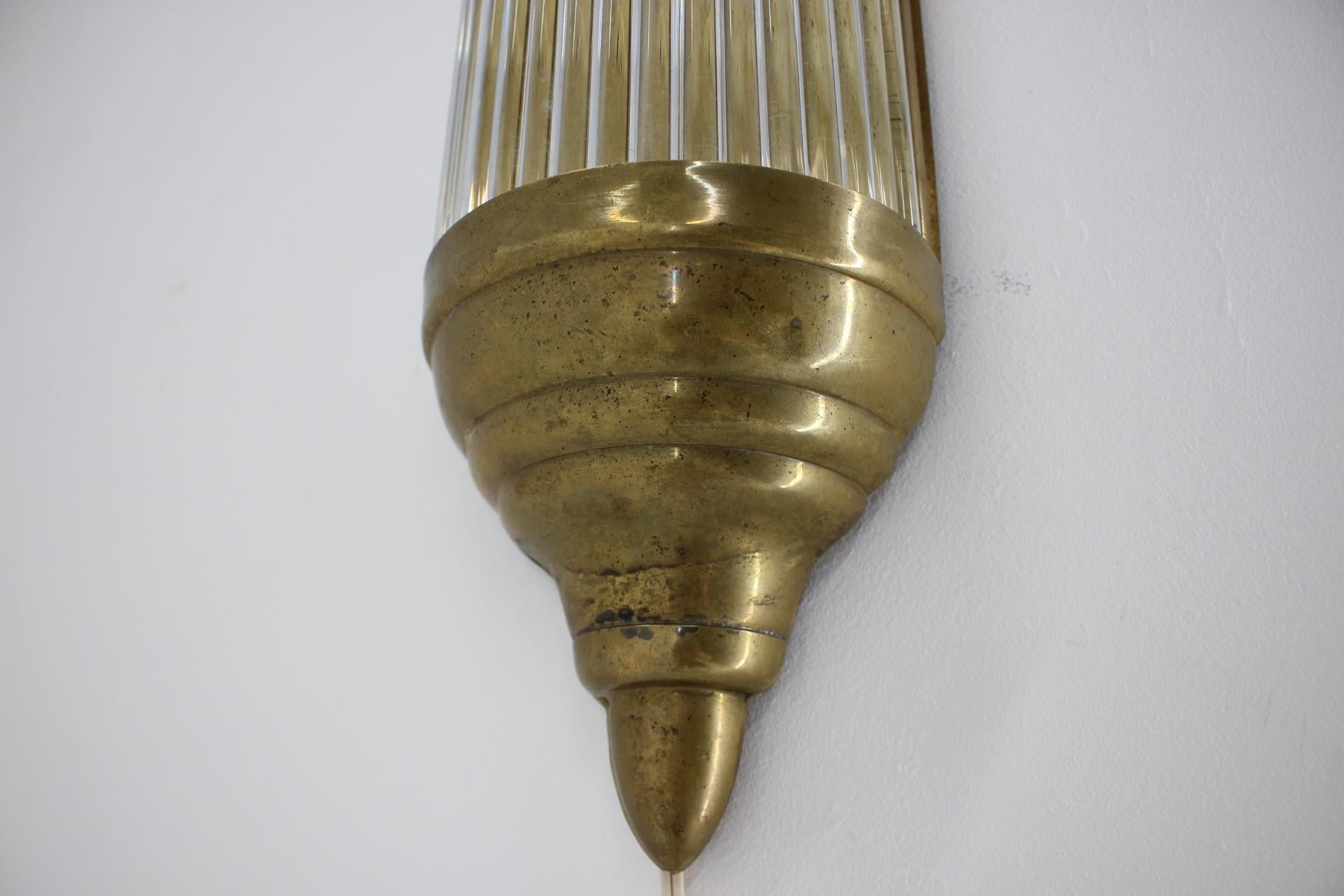 Unique BIG Art Deco Brass and glass Wall or ceiling Lamp/scone - 1930s  1