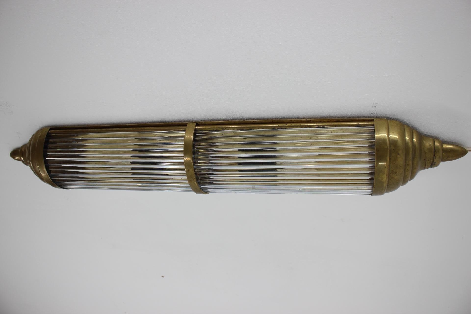 Unique BIG Art Deco Brass and glass Wall or ceiling Lamp/scone - 1930s  2