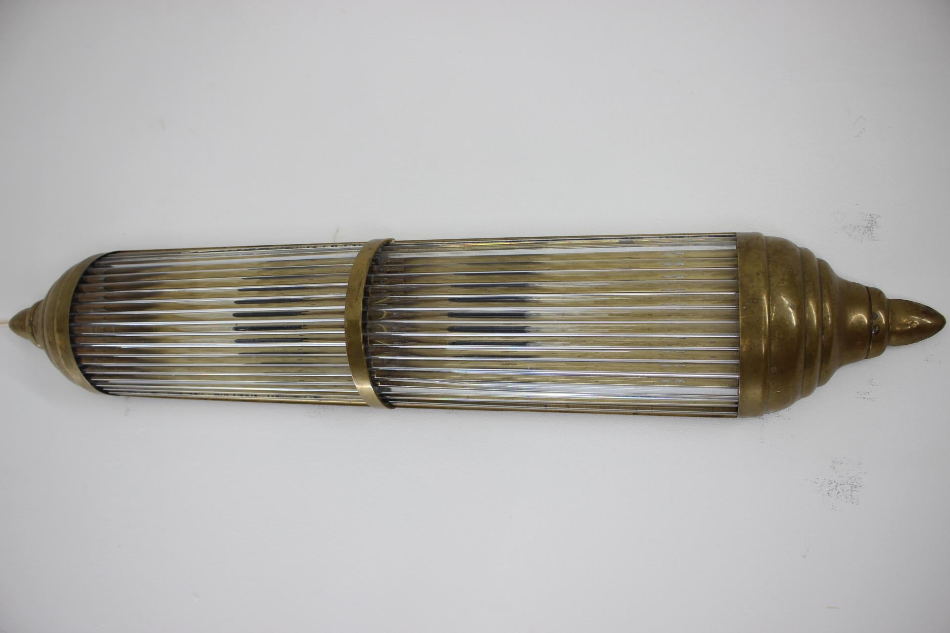 Unique BIG Art Deco Brass and glass Wall or ceiling Lamp/scone - 1930s  3