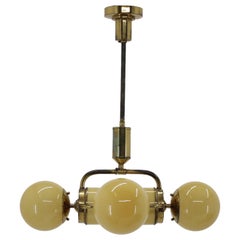Unique Big Brass Bauhaus Chandelier / Pendant, 1930s