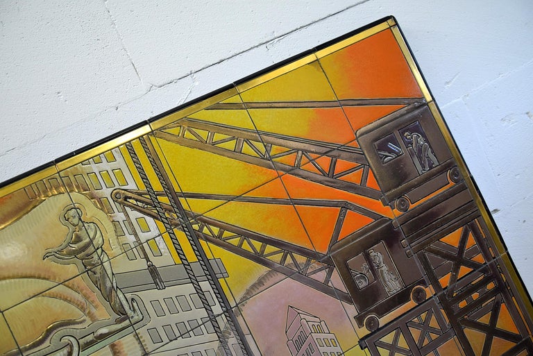 Unique Big MidCentury Modern Ceramic Tiles Art Work by Joseph Roelants