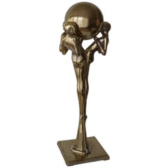 Unique Big Silvered Bronze Art Deco Statue, Belgium, Early 20th Century