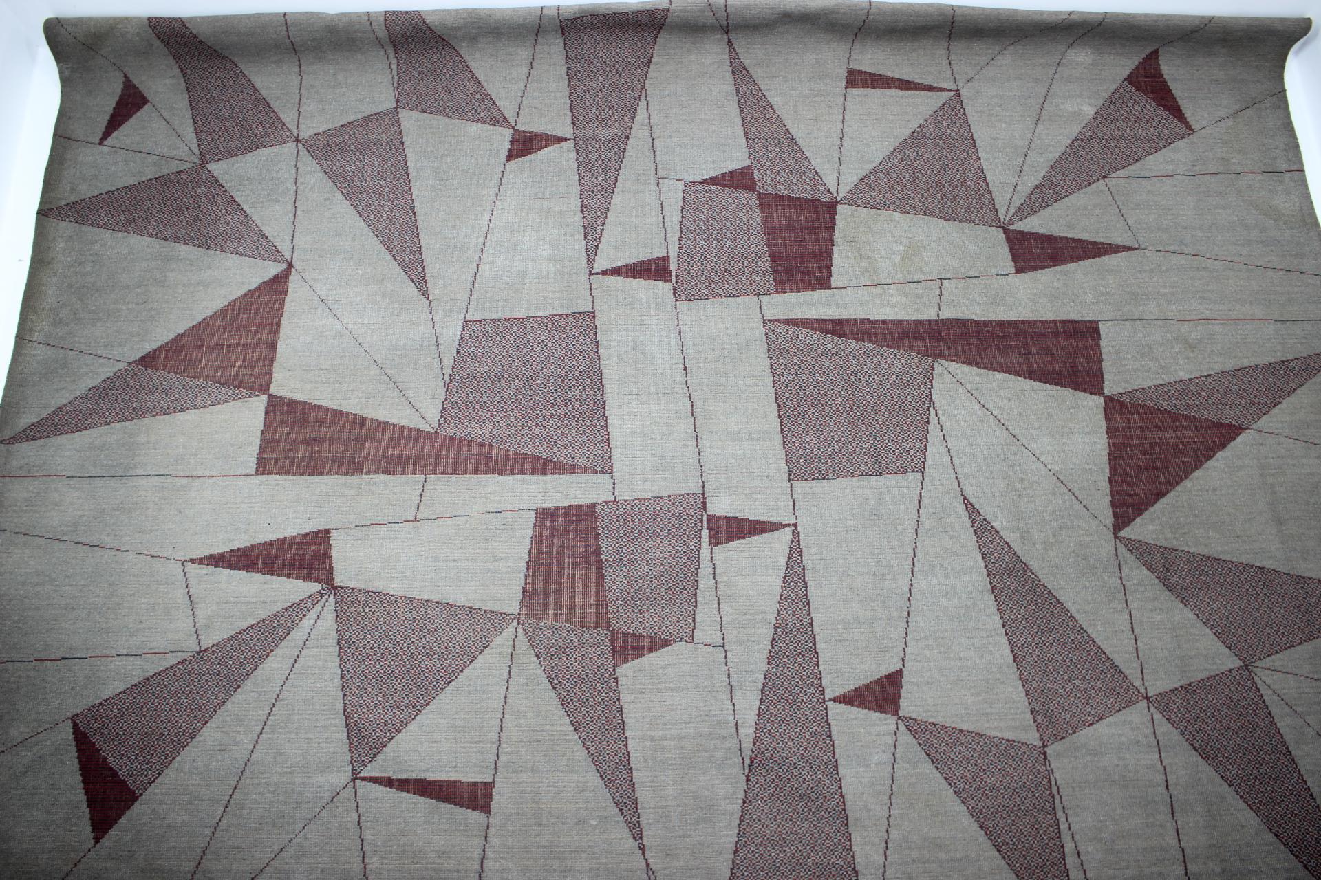 Unique Big Extra Large Abstract Design Geometric Carpet / Rug, 1950s In Good Condition For Sale In Praha, CZ