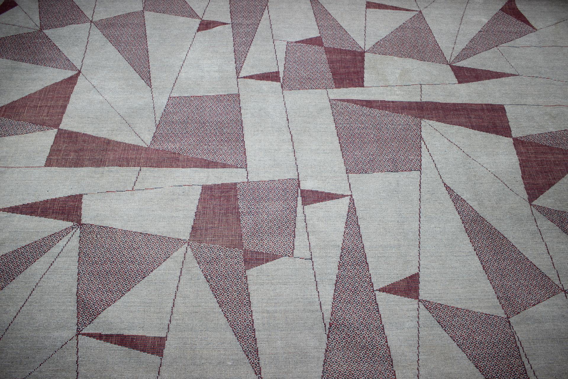 Einzigartig Groß Extra Groß Abstrakt Design Geometrisch Teppich / Teppich, 1950er Jahre (Textil) im Angebot