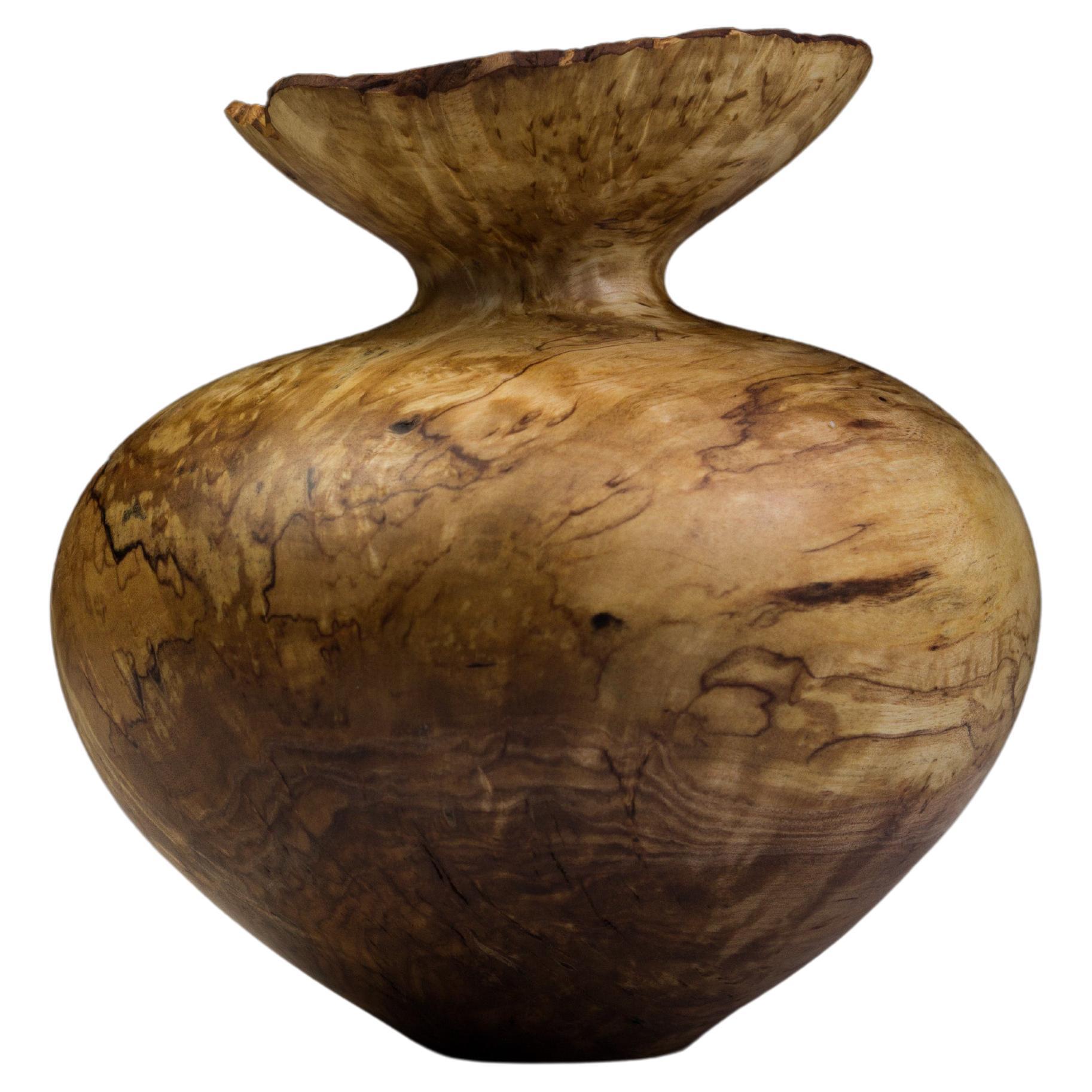 Scandinavian Swedish Oak Vase Vintage Hand Carved Wooden Vase