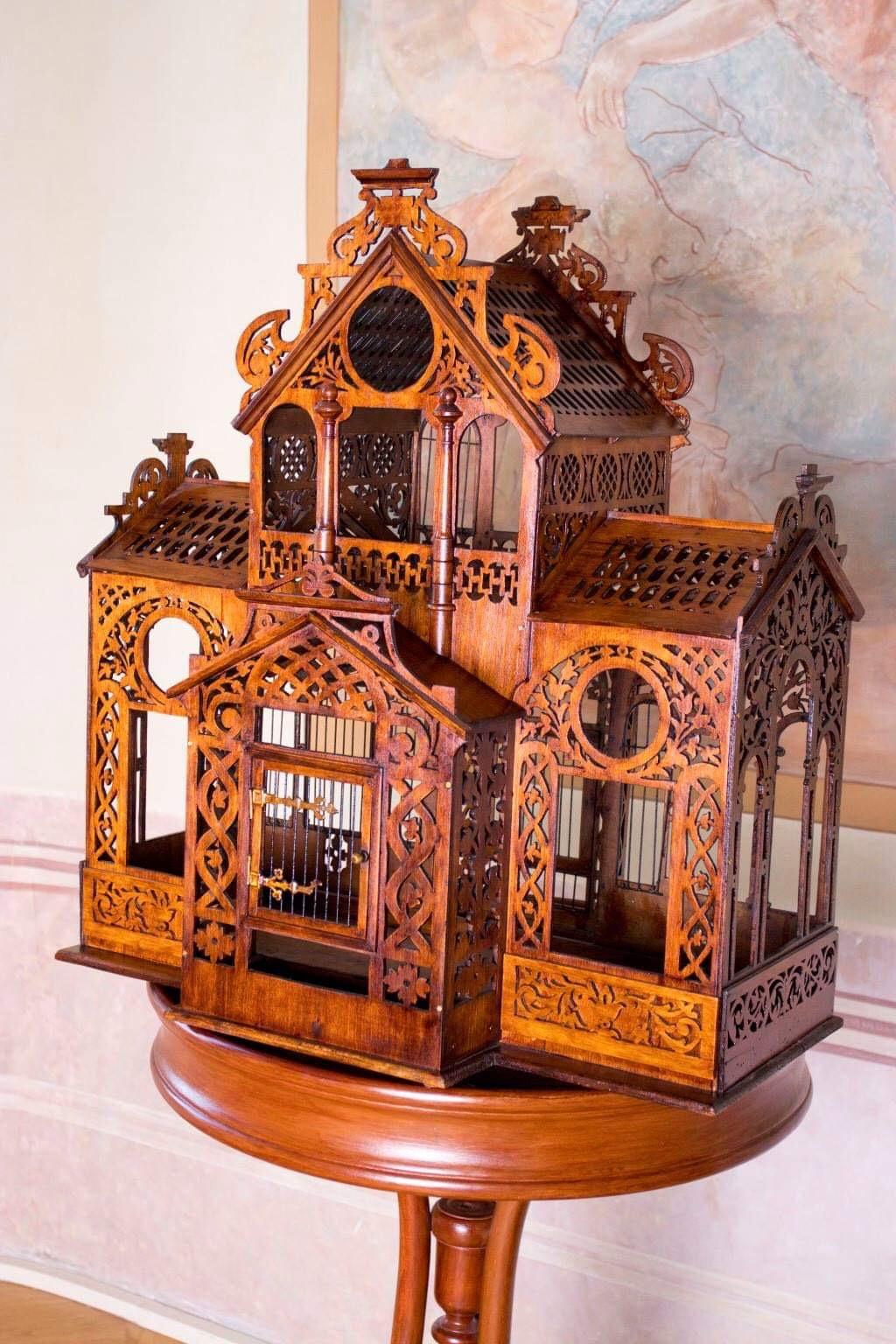 Carved Unique Bird Cage Wien Secession For Sale