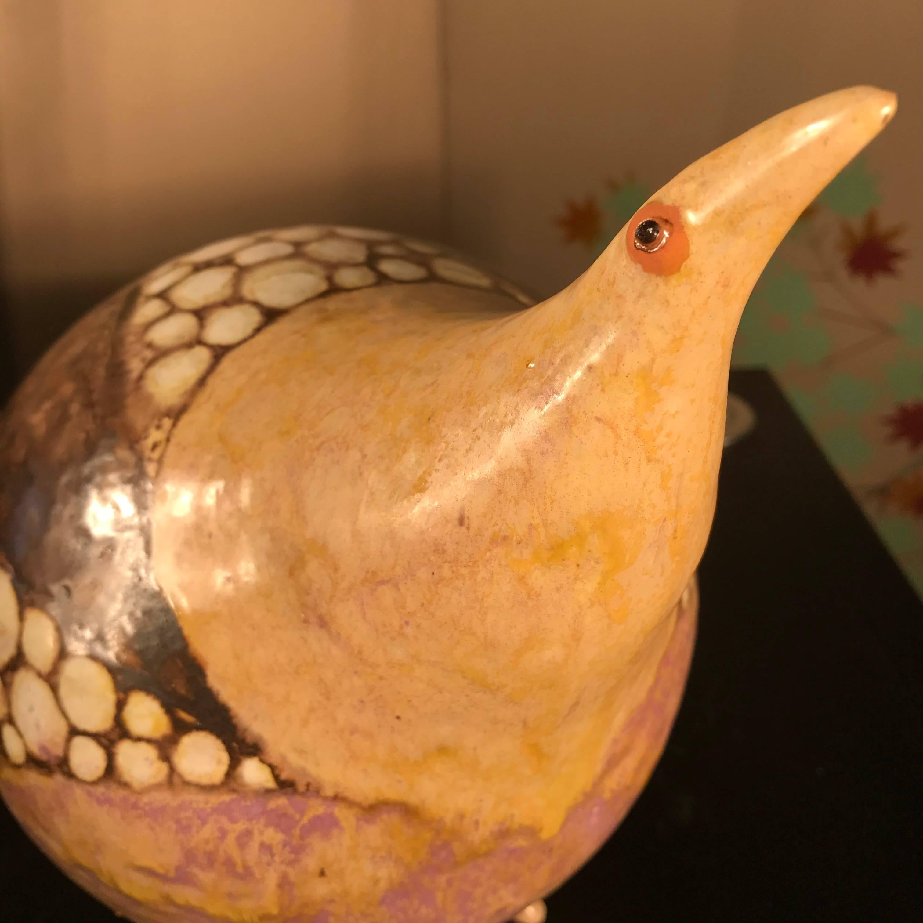 Ceramic Unique Bird Sculpture One of a Kind Masterpiece Artisan Eva Fritz-Lindner