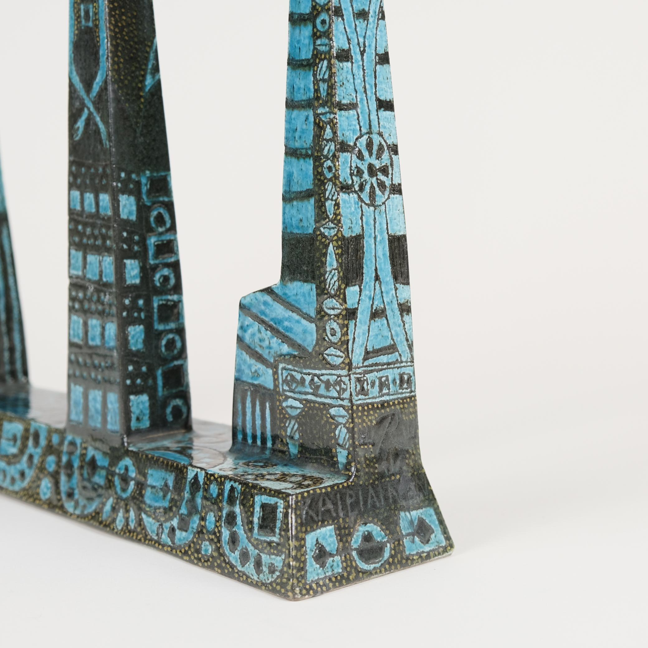 Finlandese Unica Birger Kaipiainen, Scultura in ceramica blu 