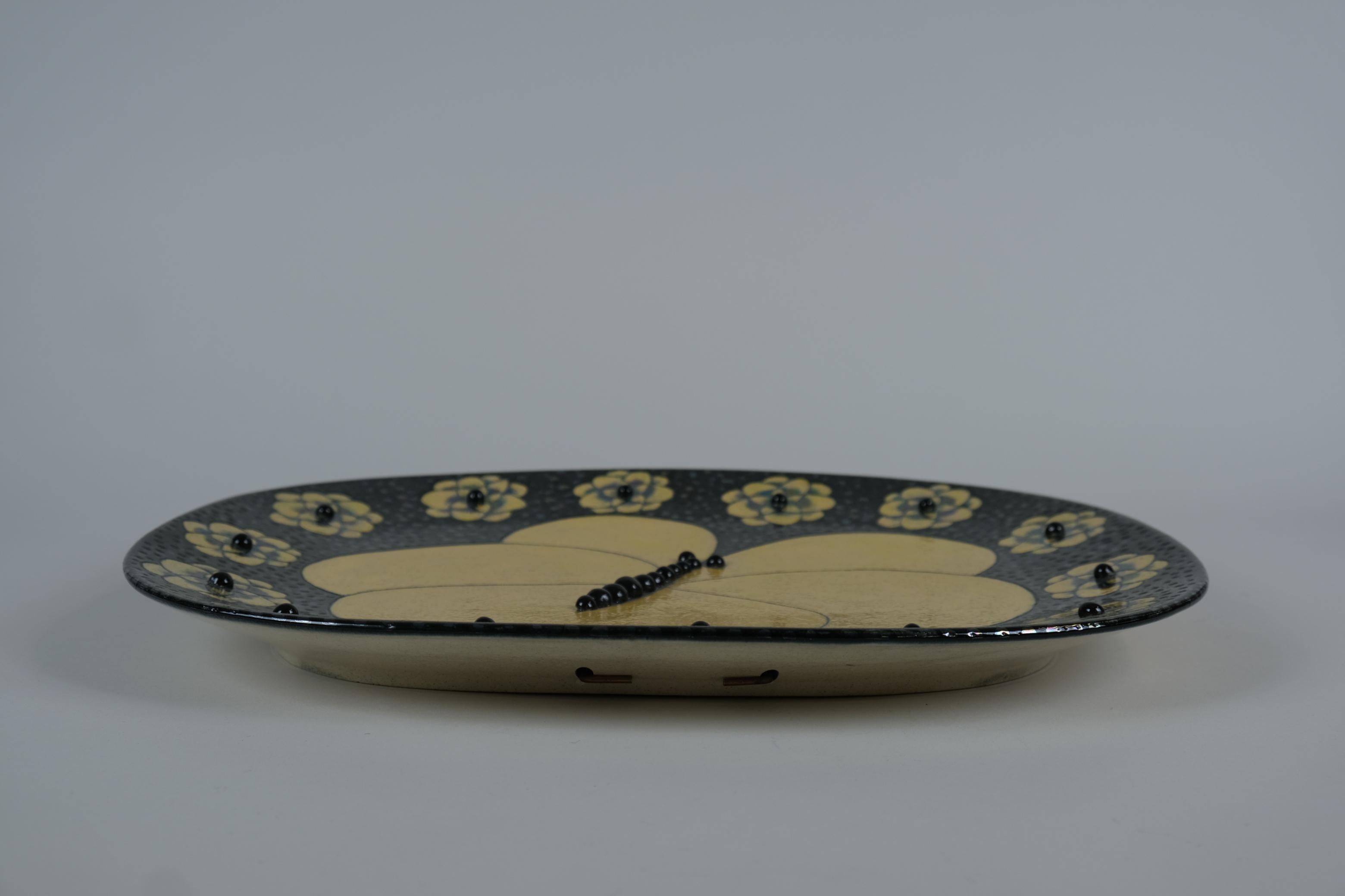 Unique Birger Kaipiainen Decorative Dish, Yellow Butterfly & Blooms, Arabia 1980 en venta 5