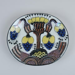 Unique Birger Kaipiainen Decorative Plate in Yellow Blue, & Beeds, Arabia 1970s