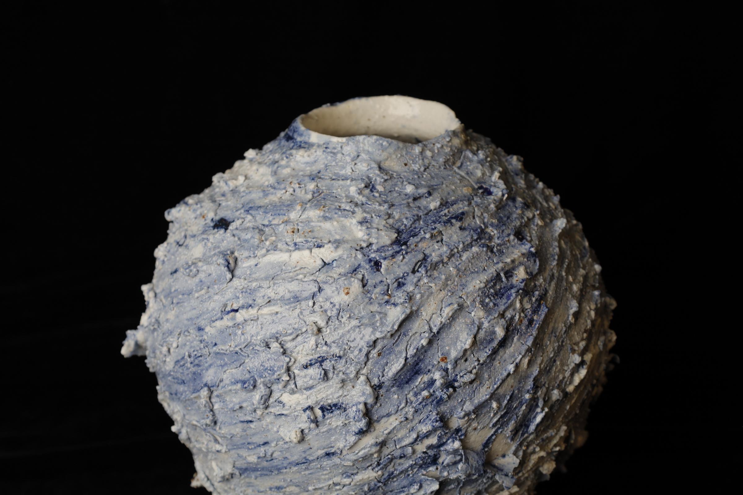 Glazed Unique Bizen vase made from wild, unrefined clay by Kazuya Ishida